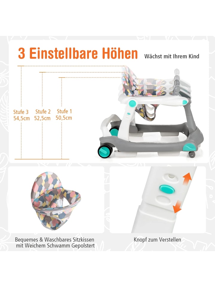 COSTWAY 2-in-1 Lauflernhilfe 6-18 Monate in Grau günstig kaufen onesize
