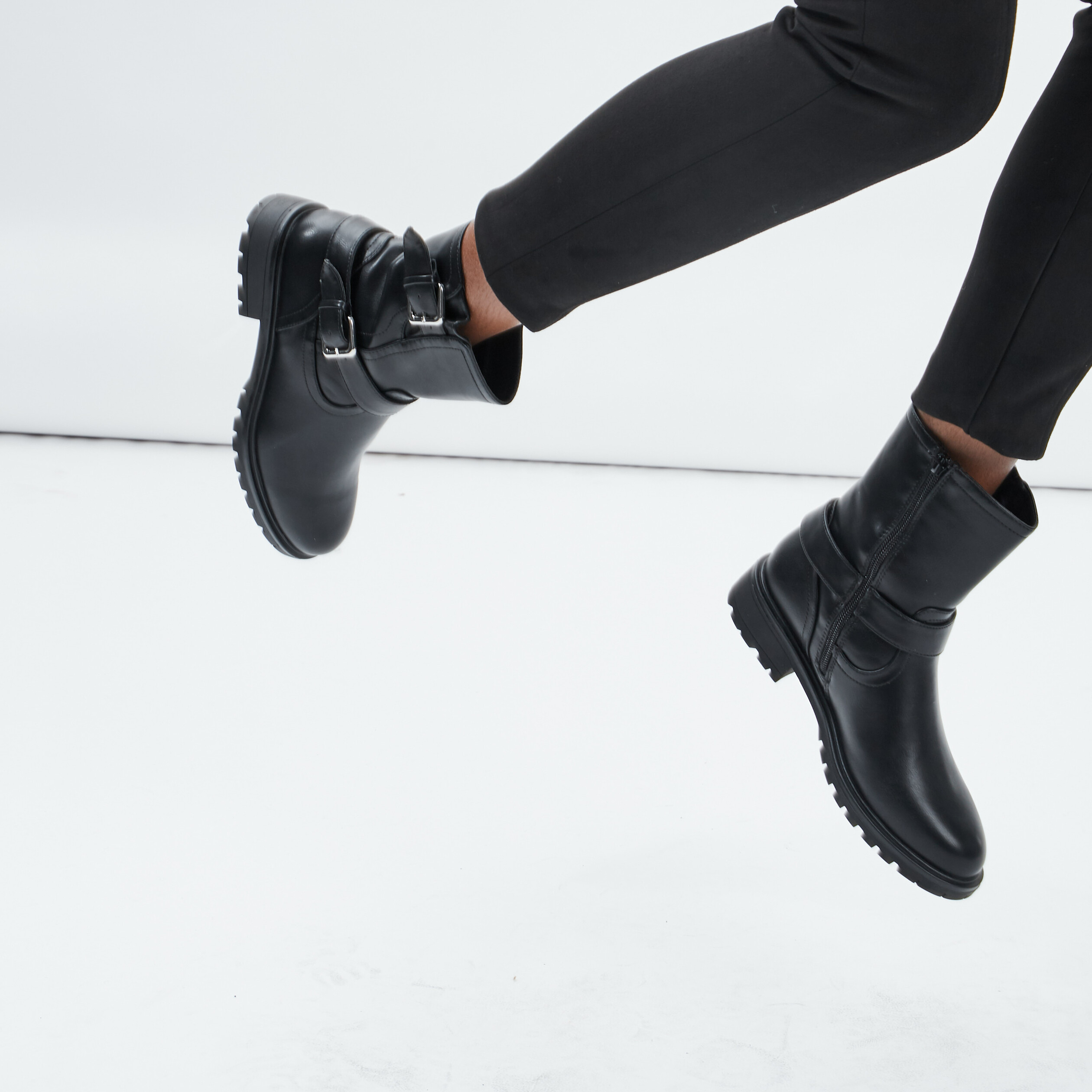 Bottines avec boucles noir femme | La Halle