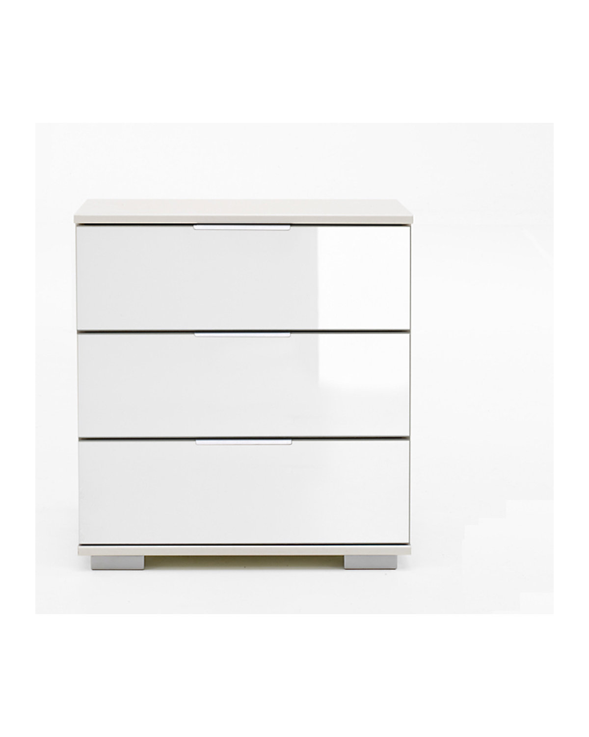 Nachtkommode Easy Plus 52x38x56cm Nachtschrank weiß Front Weißglas