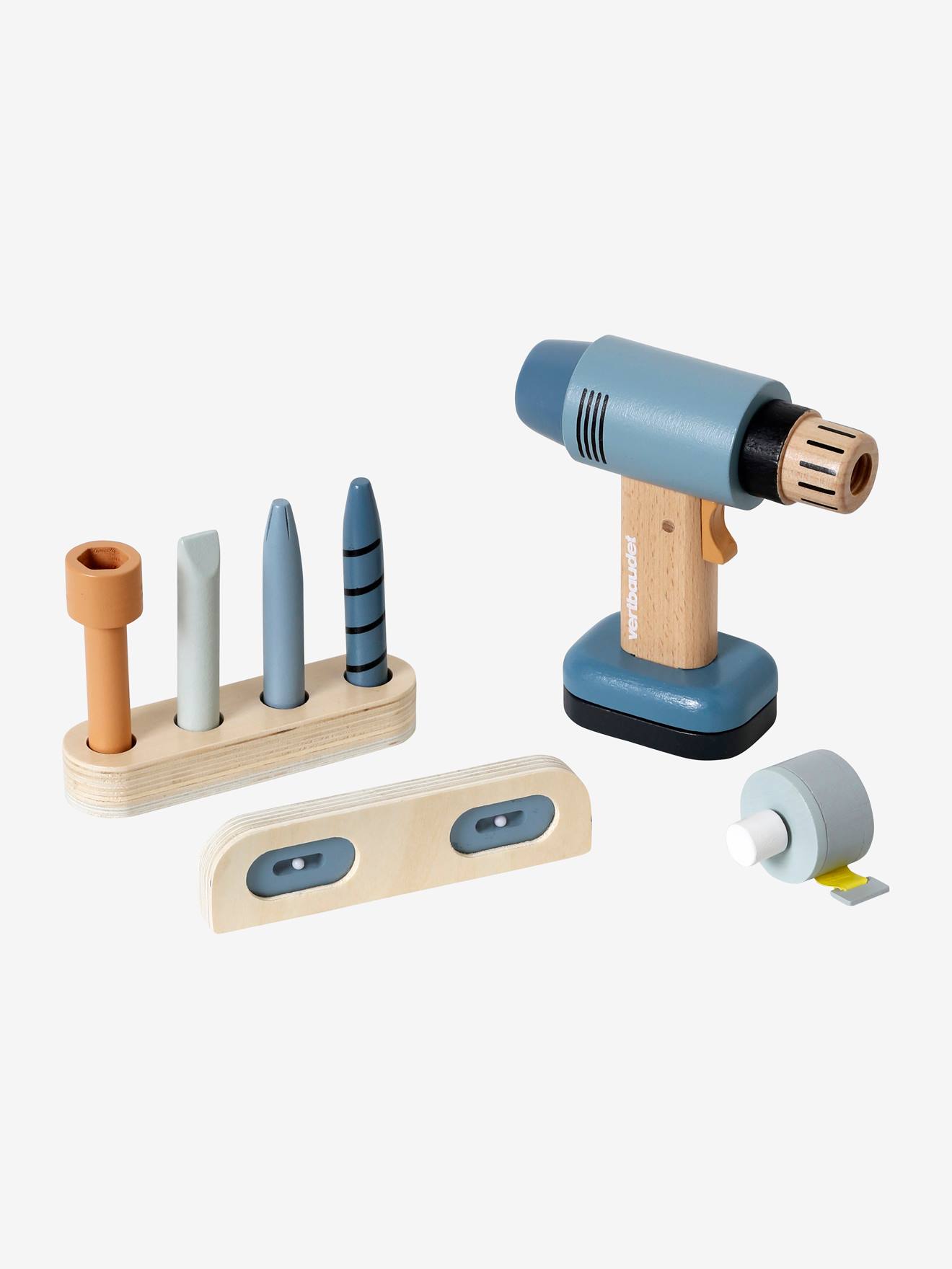 Vertbaudet Kinder Akkuschrauber-Set, Holz FSC - grau