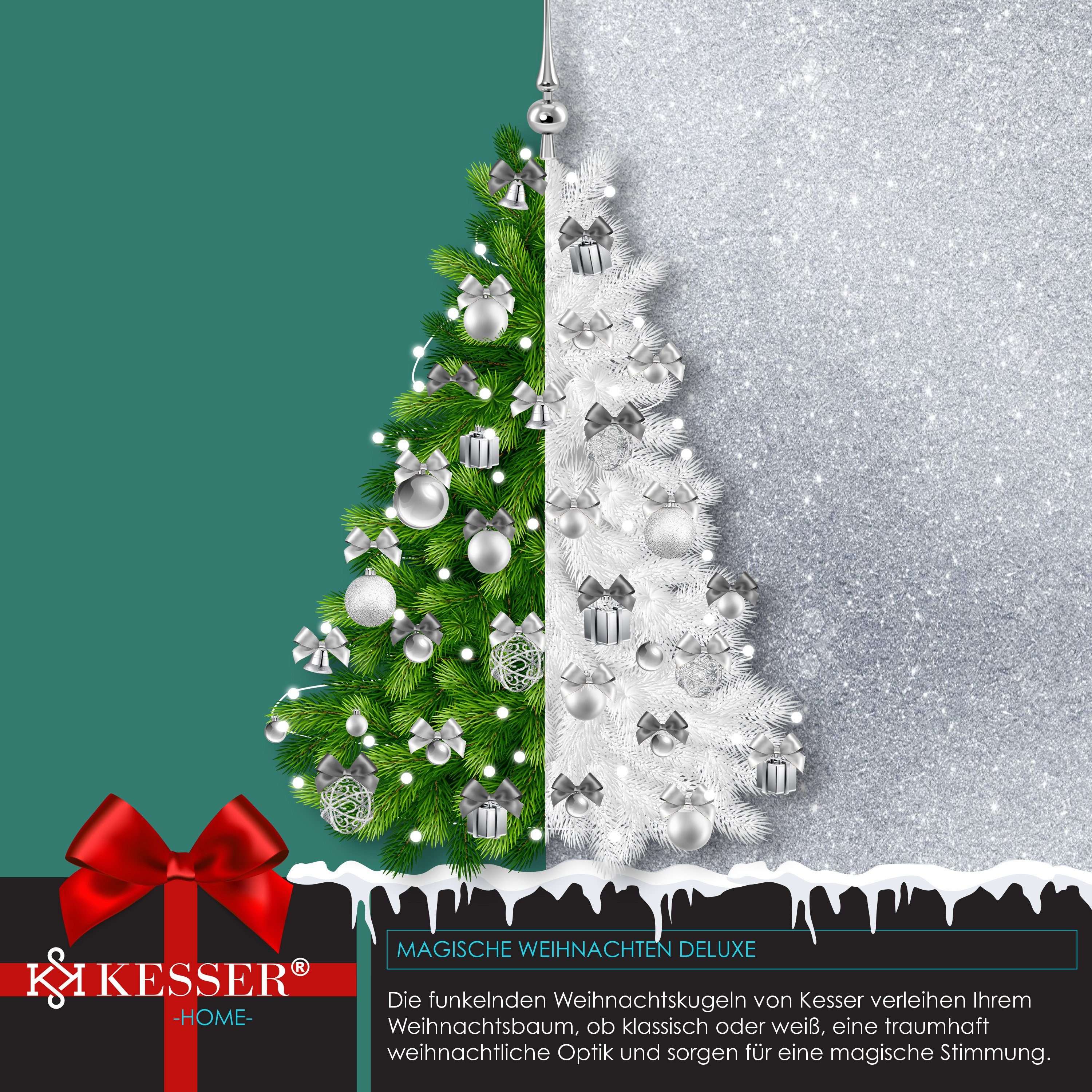 KESSER Christbaumschmuck (102-tlg), Weihnachtskugeln 102-teiliges Set Baumspitze Christbaumkugeln