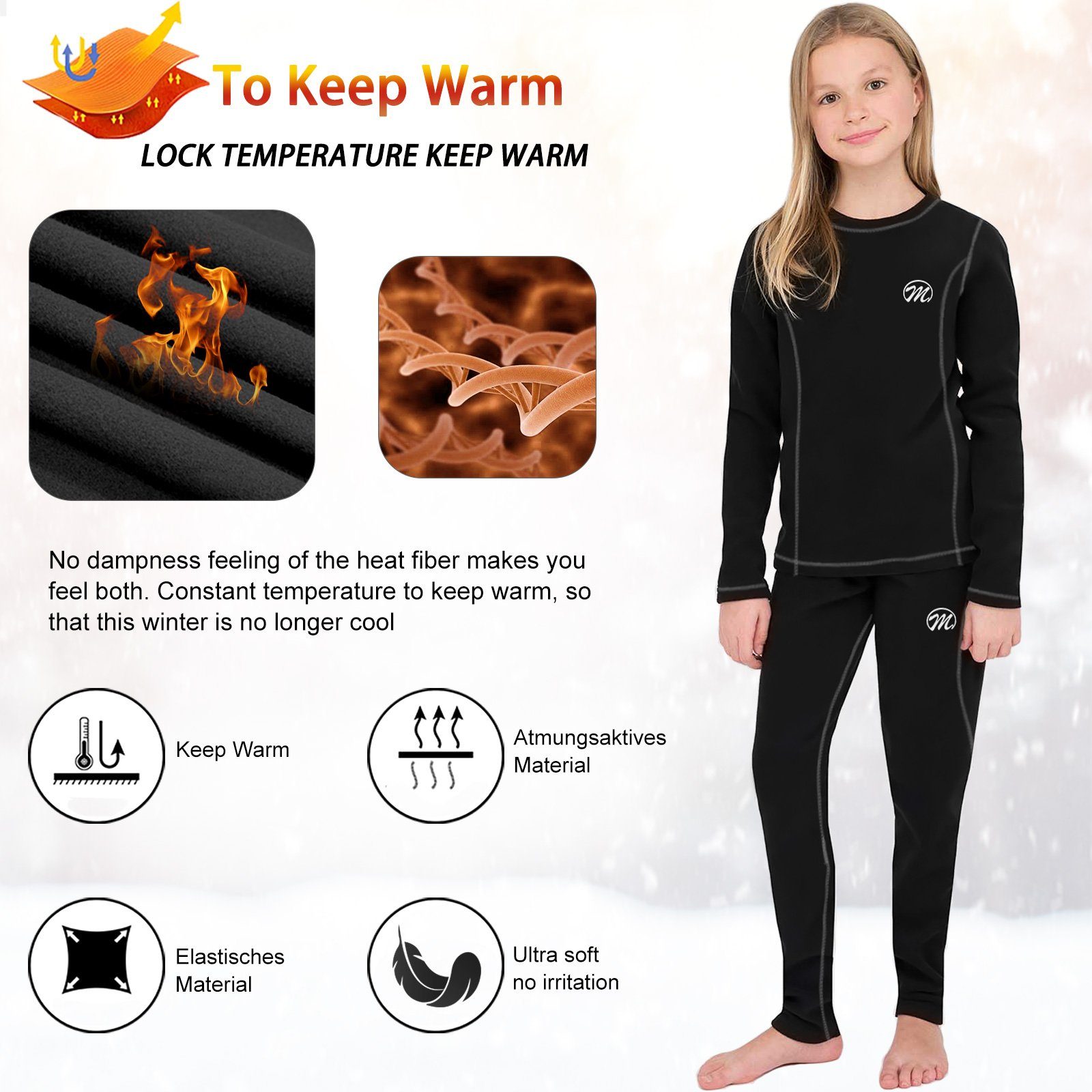 MEETYOO Thermounterhemd Kinder Thermounterwäsche Thermo Unterwäsche Set (Unterhemd Unterhose, Ski Fleece Sport Funktionswäsche) Funktionsunterhemd Skiunterwäsche