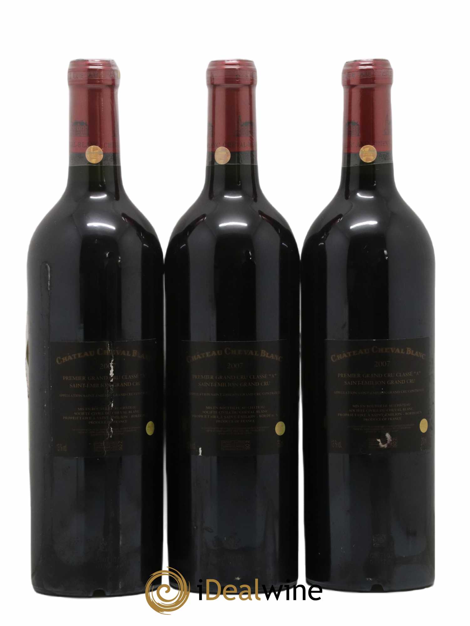 Château Cheval Blanc 1er Grand Cru Classé A  2007 - Lot de 3 Bouteilles