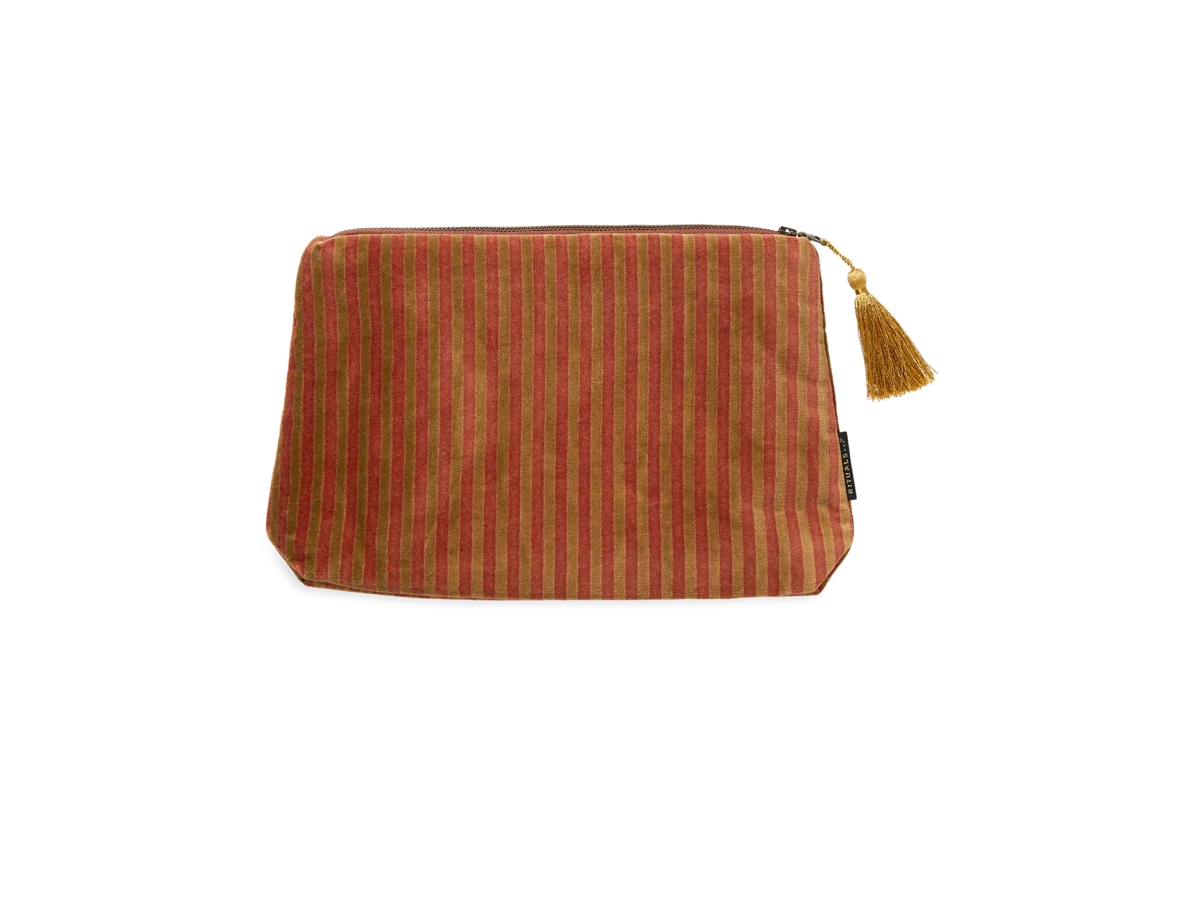 Pochette moyenne en velours de coton Vellore à rayures sable