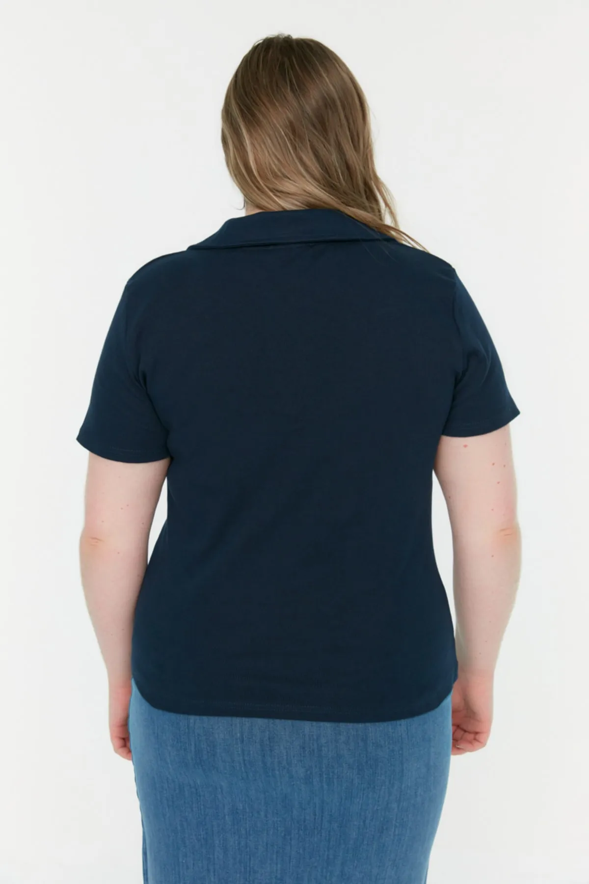 Trendyol Curve  Marineblaue Cord-Strickbluse TBSSS22BZ0750