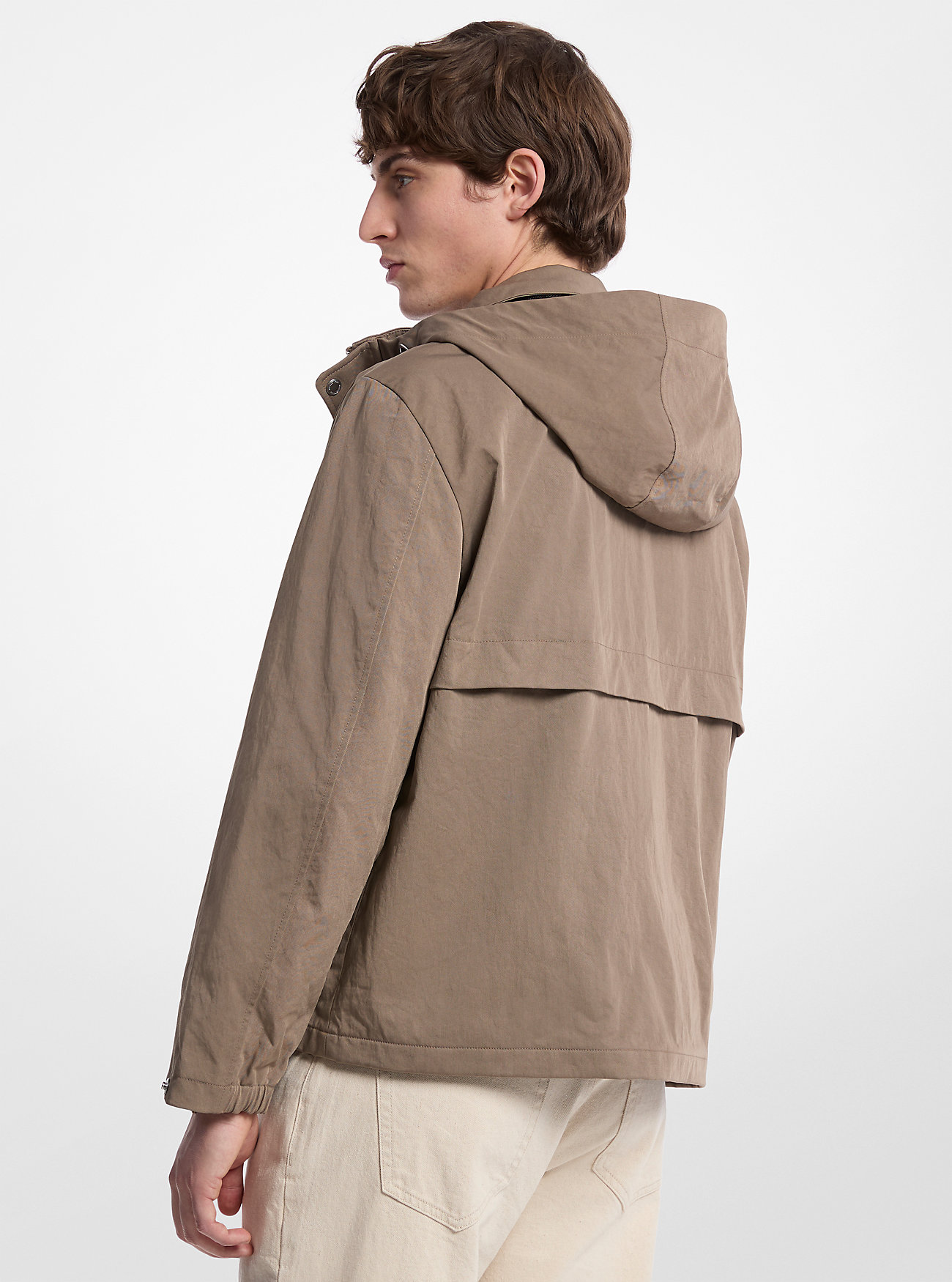 Nylon Twill Windbreaker Jakke - Kastanje