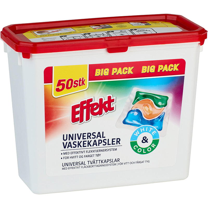 Effekt Vaskekapsler 50 stk, Universal, Effekt