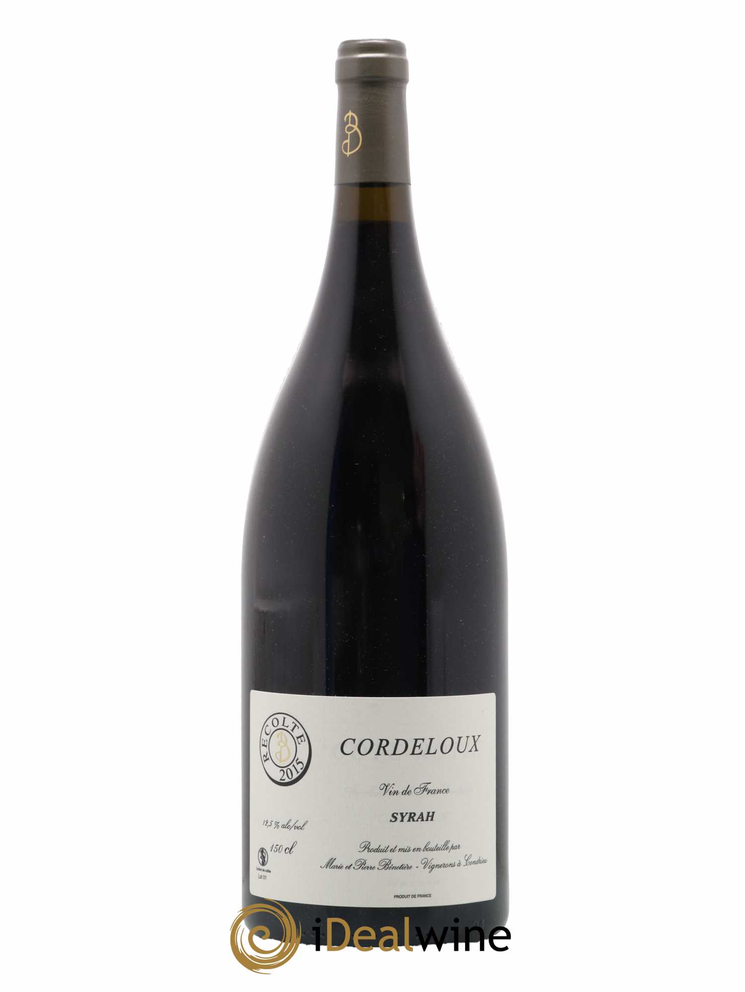 Vin de France Syrah Cordeloux Marie et Pierre Bénetière (Domaine)  2015 - Lot de 1 Magnum