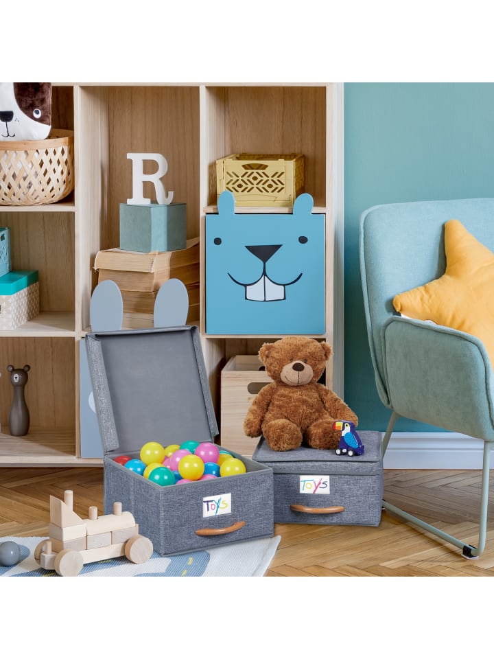 relaxdays 2 x Aufbewahrungsbox in Grau - (B)30 x (H)16 x (T)32,5 cm günstig kaufen onesize