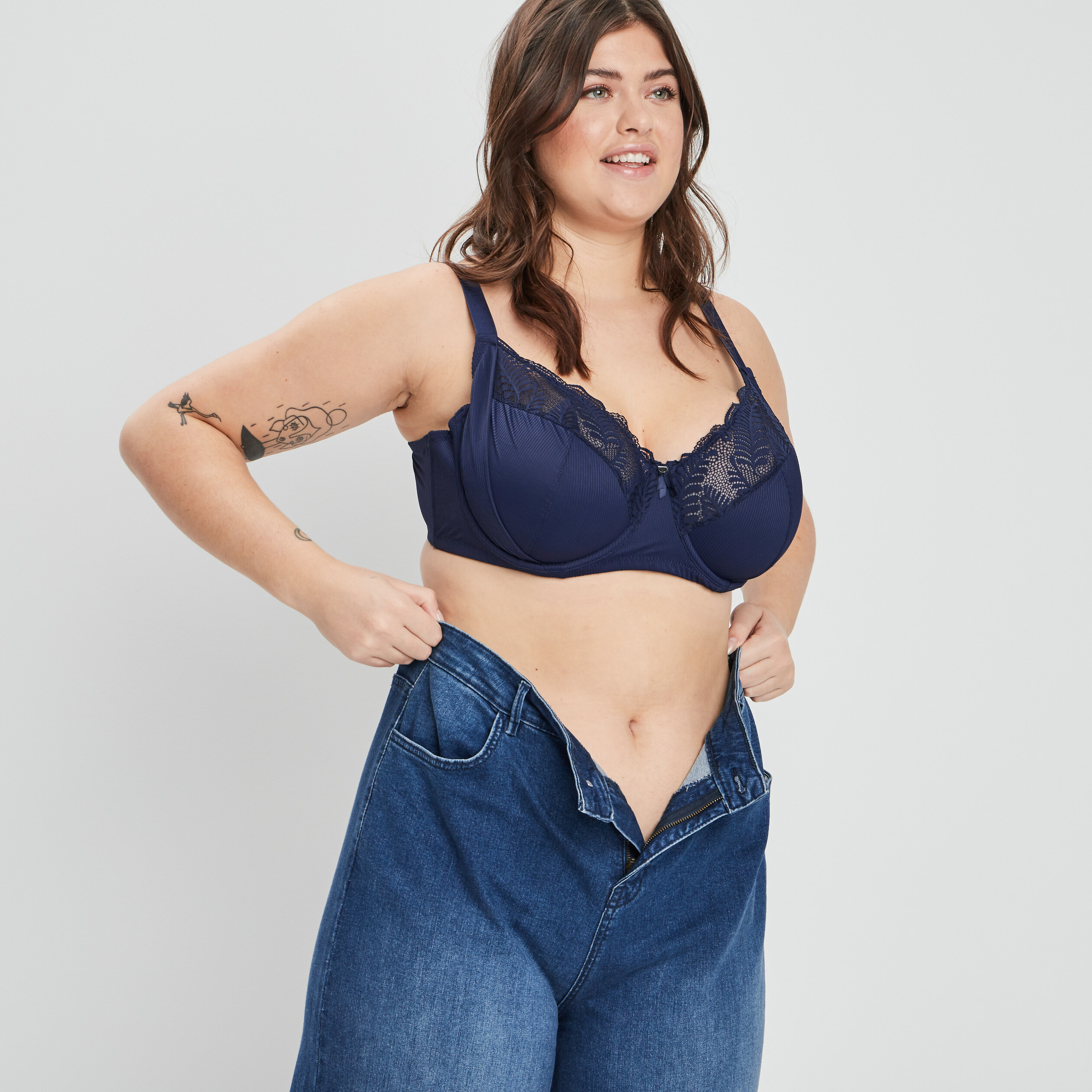 Soutien-gorge emboîtant microfibre bleu marine femme grande taille | La Halle