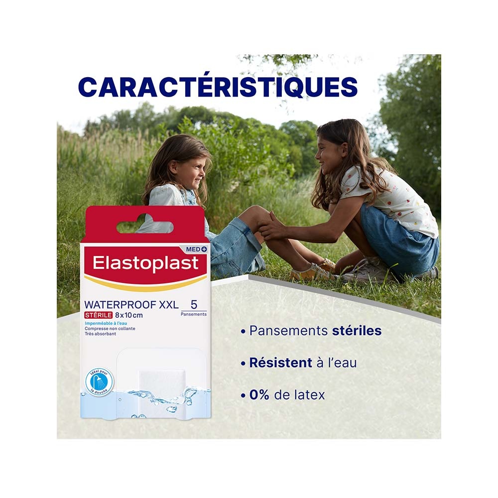 elastoplast Elastoplast Pansements Waterproof Antibactérien XXL 5 pansements 10 x 8cm Pansements