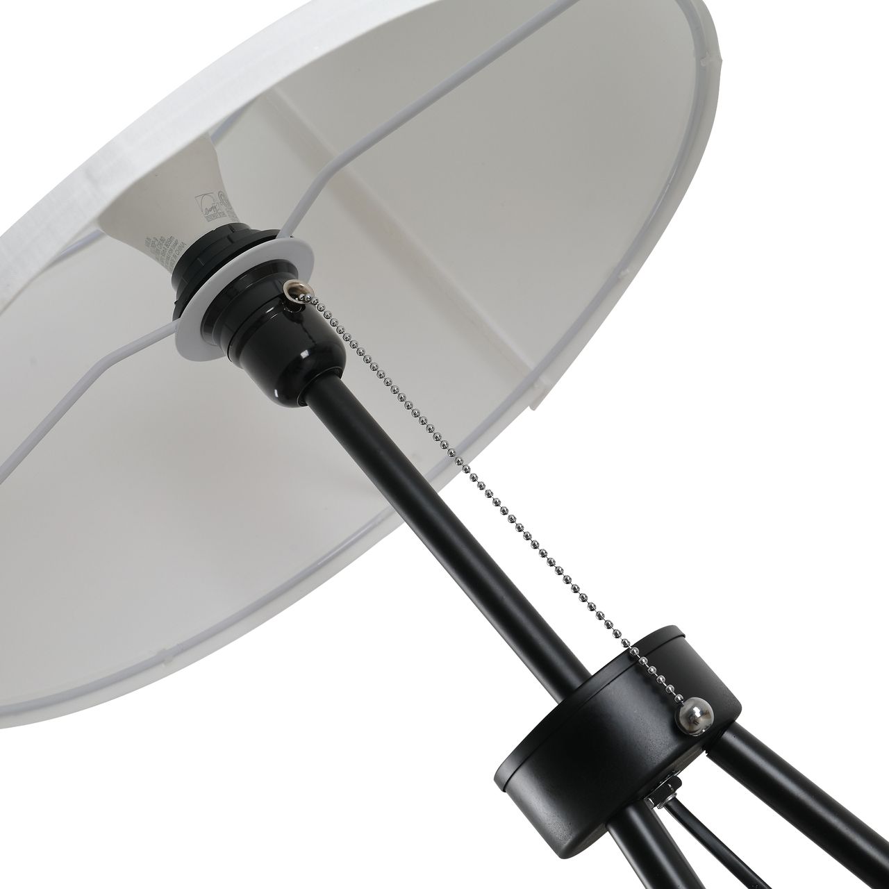 HOMCOM Stehlampe Stehleuchte Standleuchte E27, Stahl Polyester, 37x37x152cm (Schwarz Weiß)