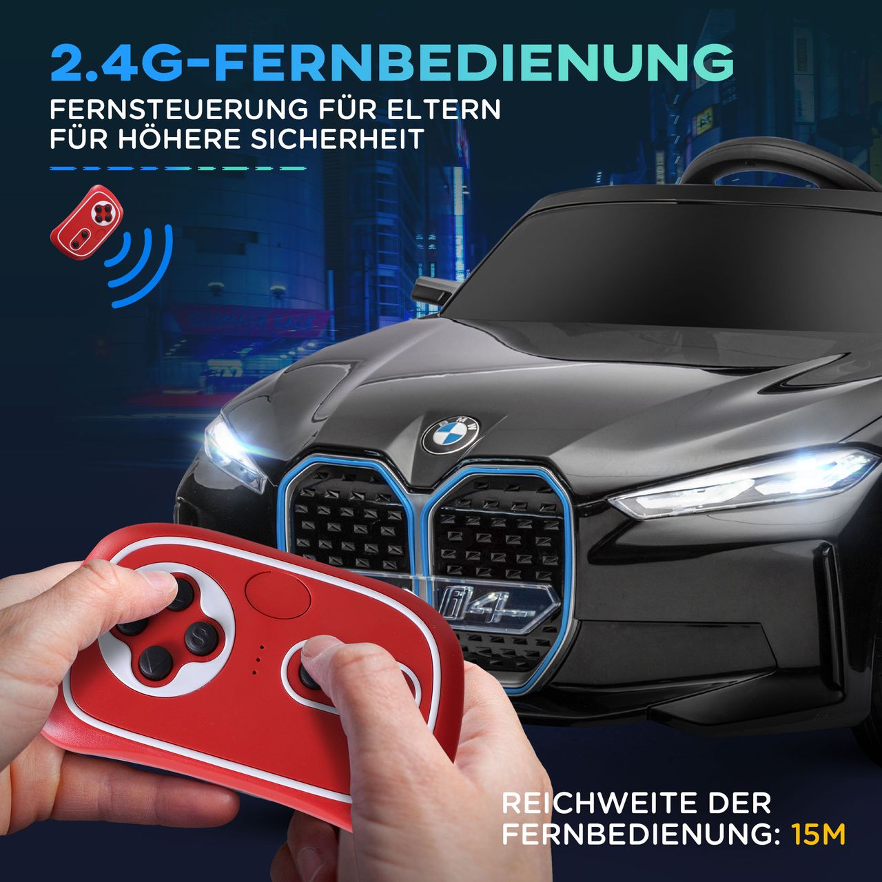 HOMCOM Kinder Elektroauto Elektrofahrzeuge mit Fernbedienung MP3-Player, Schwarz