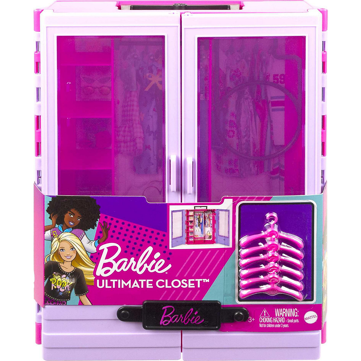 Barbie Fashionistas Kleiderschrank, 6 Kleiderbügel, für Kinder ab 3 Jahren
