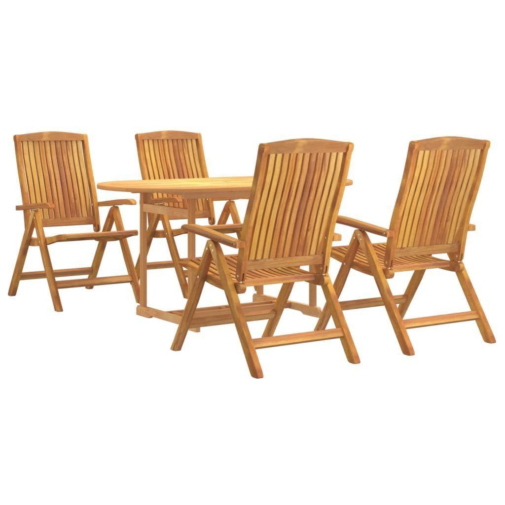 vidaXL Garten-Essgruppe 5-tlg. Garten-Essgruppe Massivholz Teak, (5-tlg)
