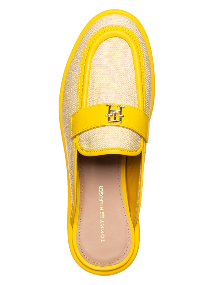 Tommy Hilfiger Shoes Leder-Clogs in Beige/ Gelb günstig kaufen 38