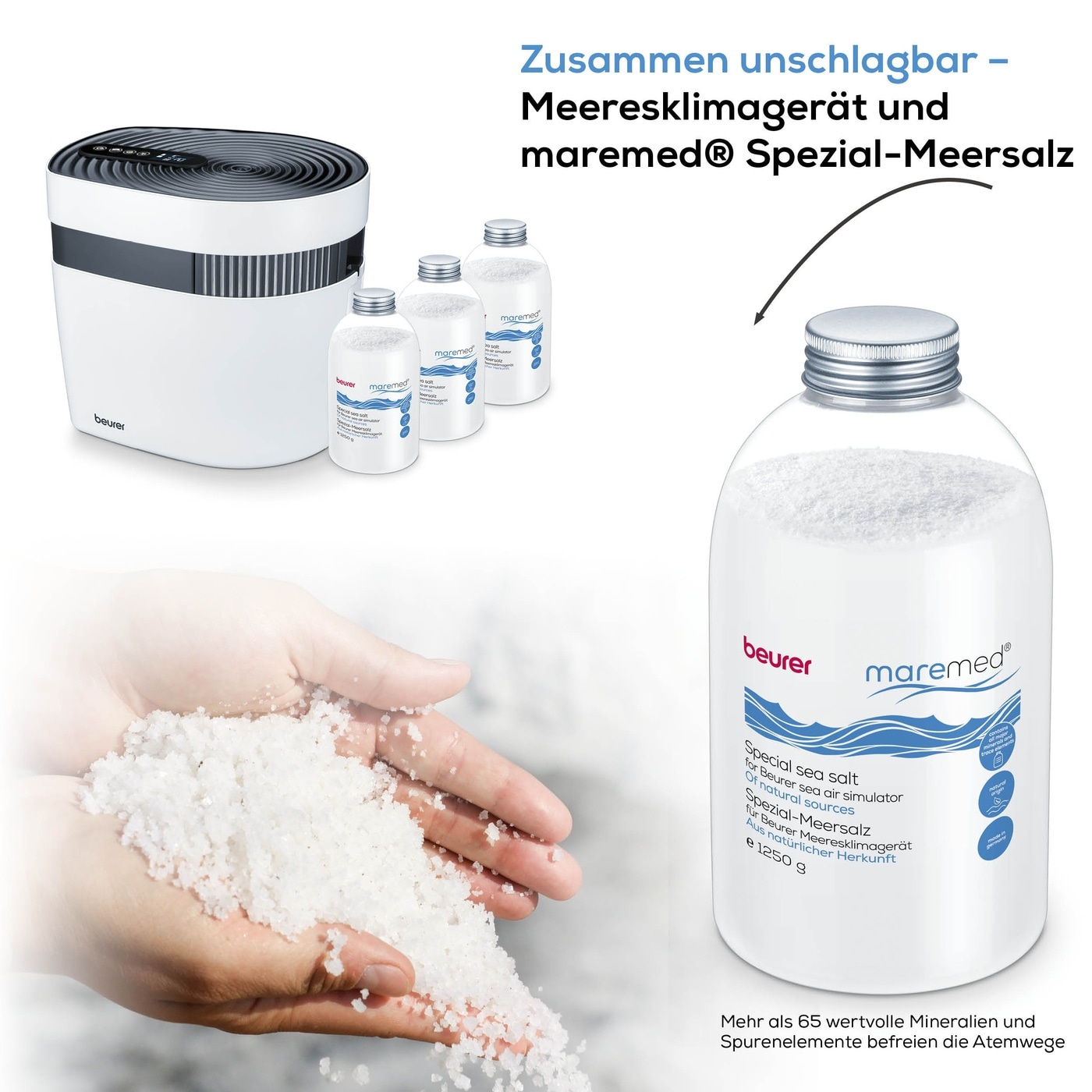 maremed® Spezial-Meersalz inkl. Messbecher-Spezial-Meersalz aus natürlichen Salzen zur Anwendung mit dem maremed® MK 500