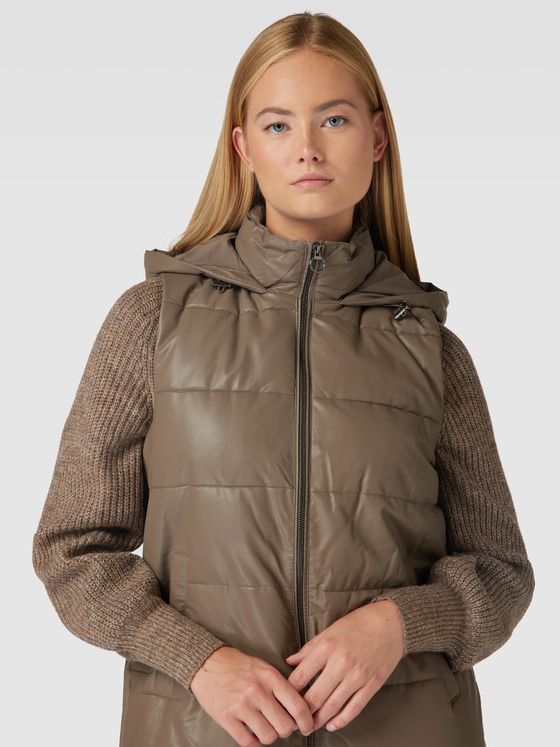 Steppweste in Leder-Optik Modell 'ANJA' in mittelbraun