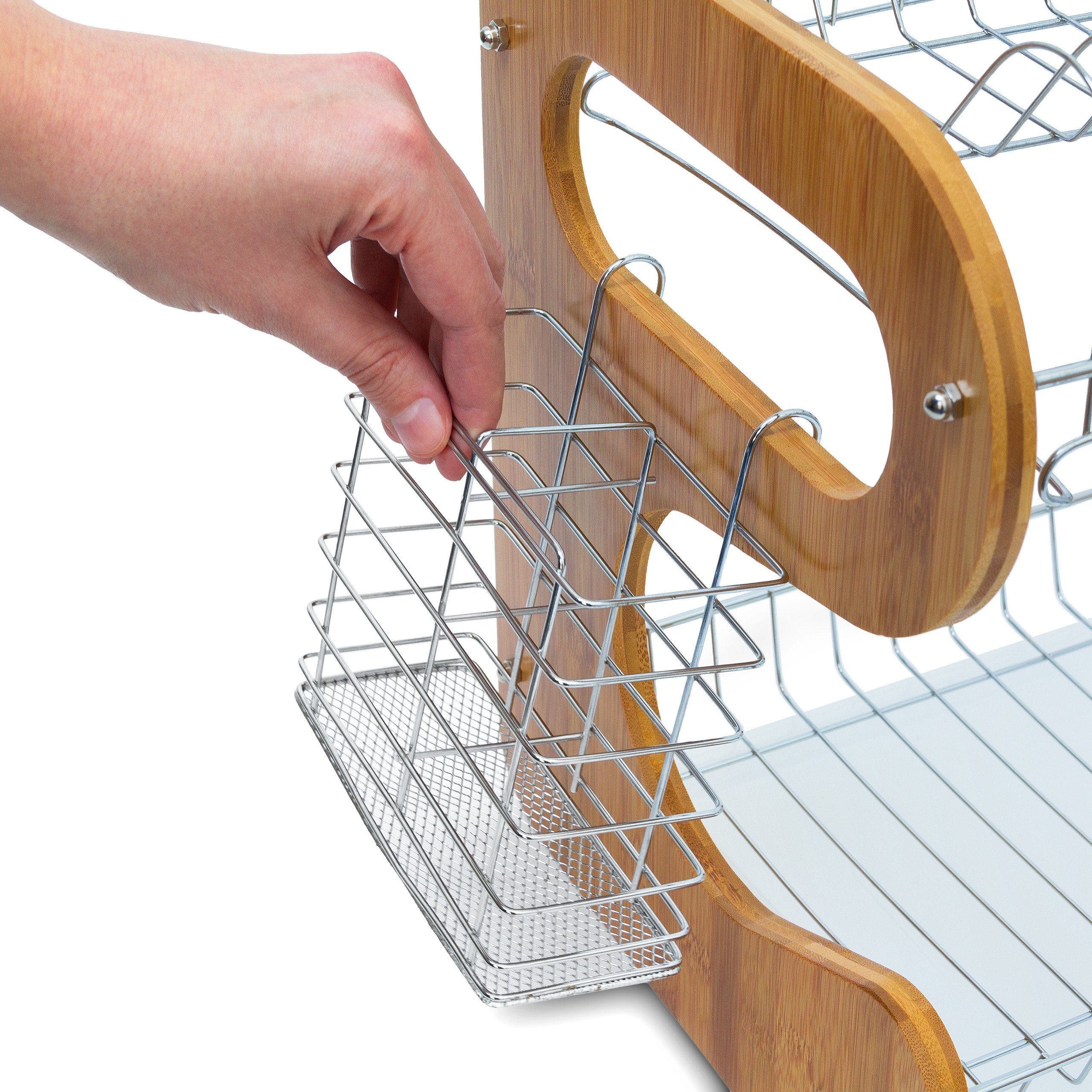 relaxdays Trockenständer Abtropfgestell Bambus mit 2 Etagen