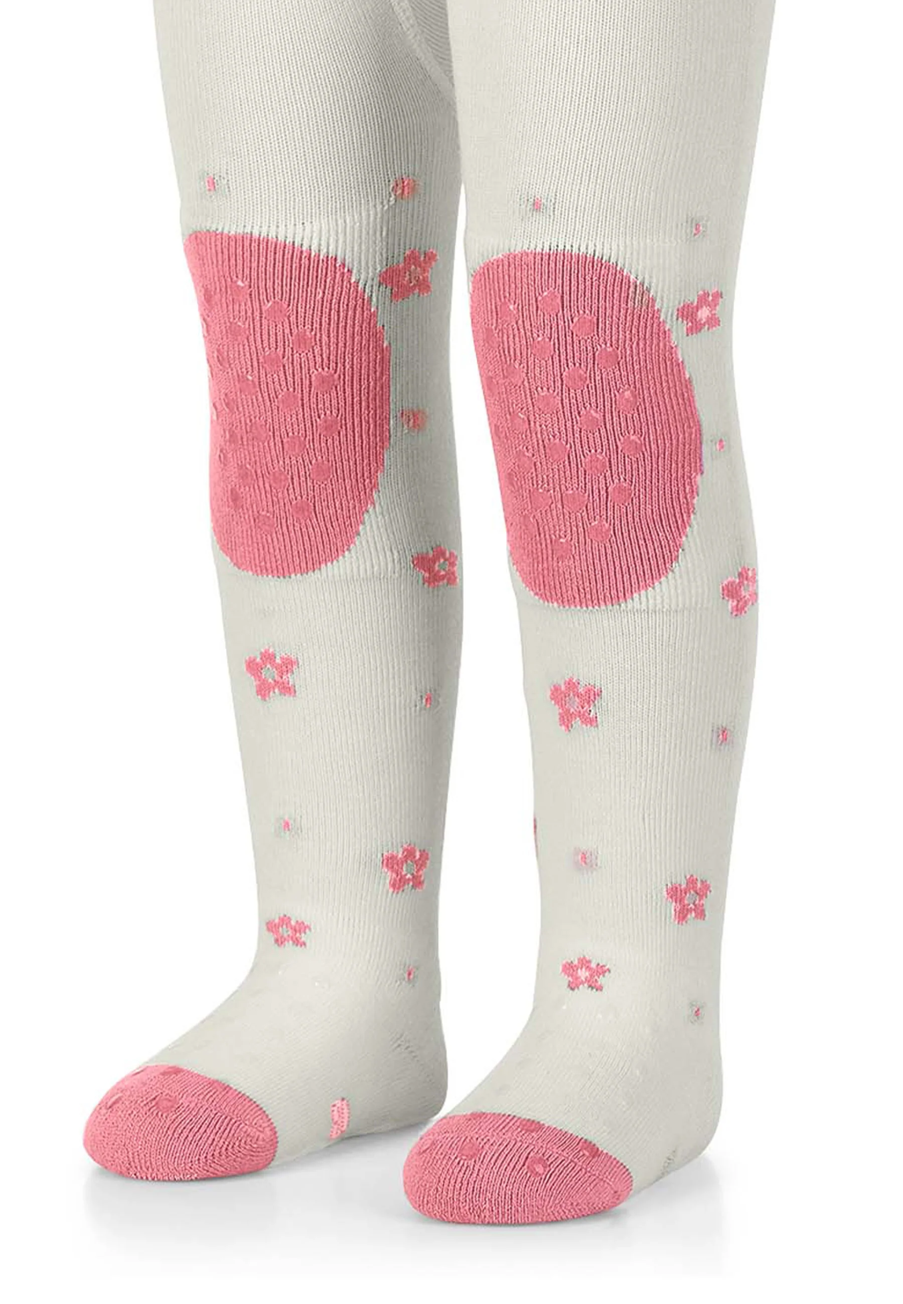 Krabbelstrumpfhose Mabel mit Po-Motiv in Ecru