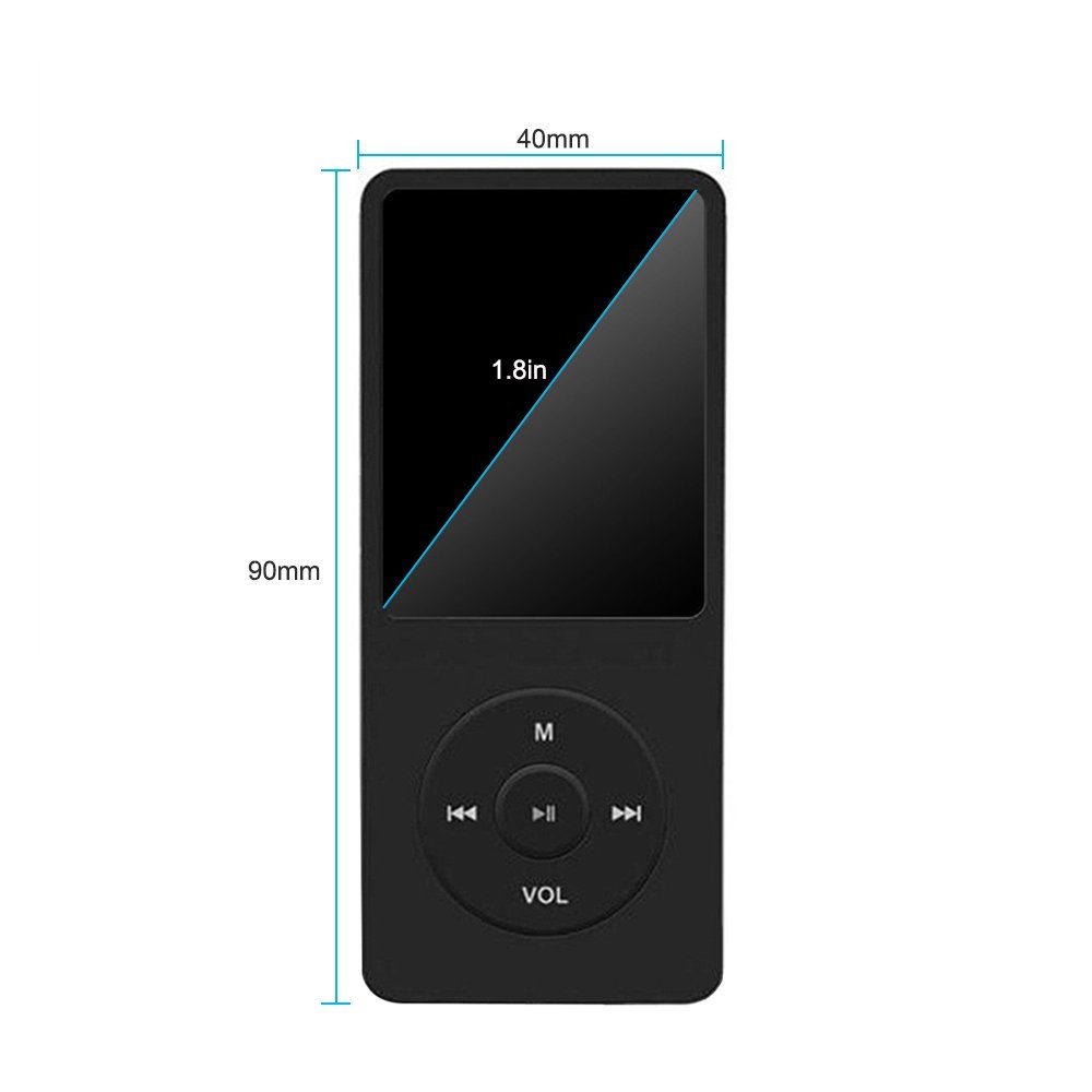 DOPWii MP4-Player 1,8 Zoll Bildschirm 32 GB-Musikplayer mit FM Radio MP3-Player