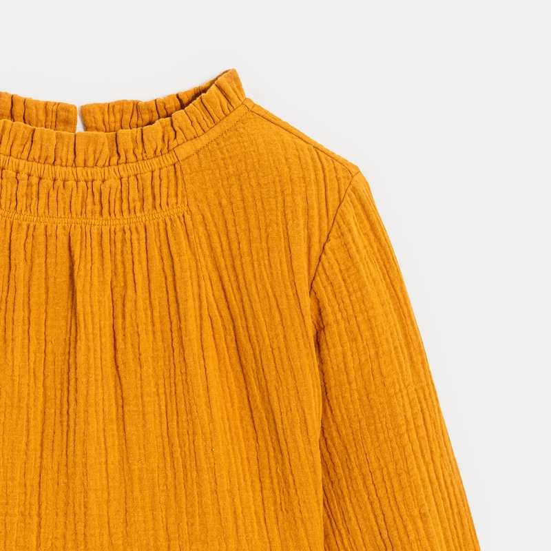 Robe en gaze de coton orange Fille