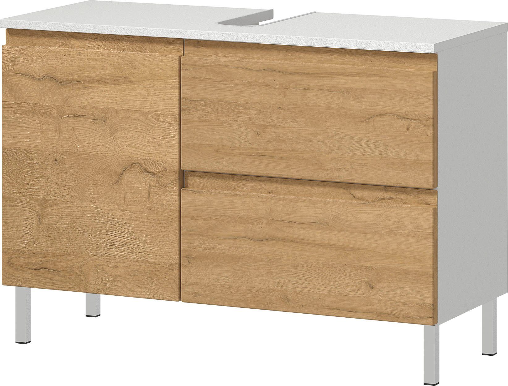 GERMANIA Badmöbel-Set Torrance, (2-St), Waschbecken-Unterschrank und Spiegelschrank mit Beleuchtung