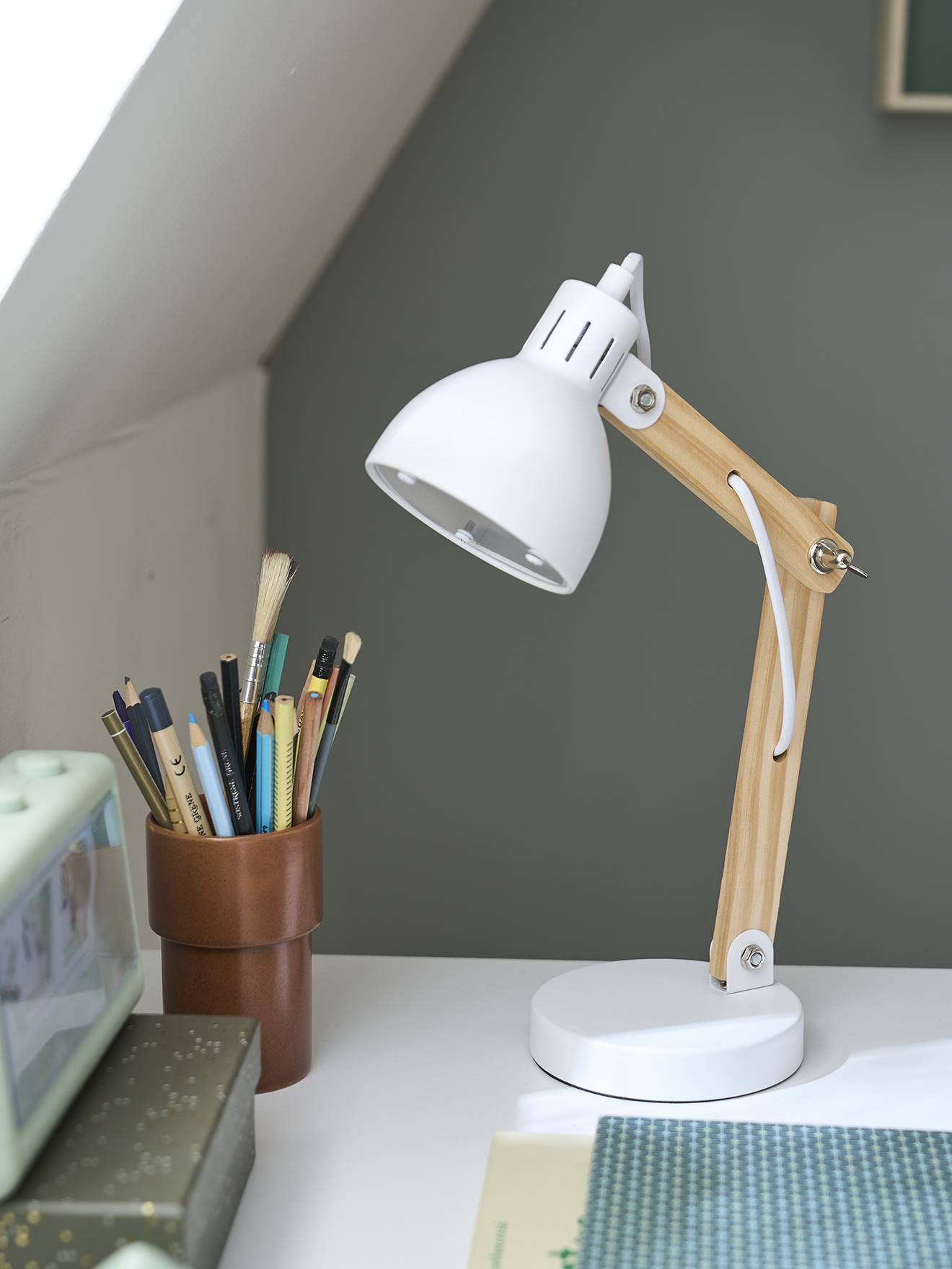 Vertbaudet Kinderzimmer Schreibtischlampe - weiß