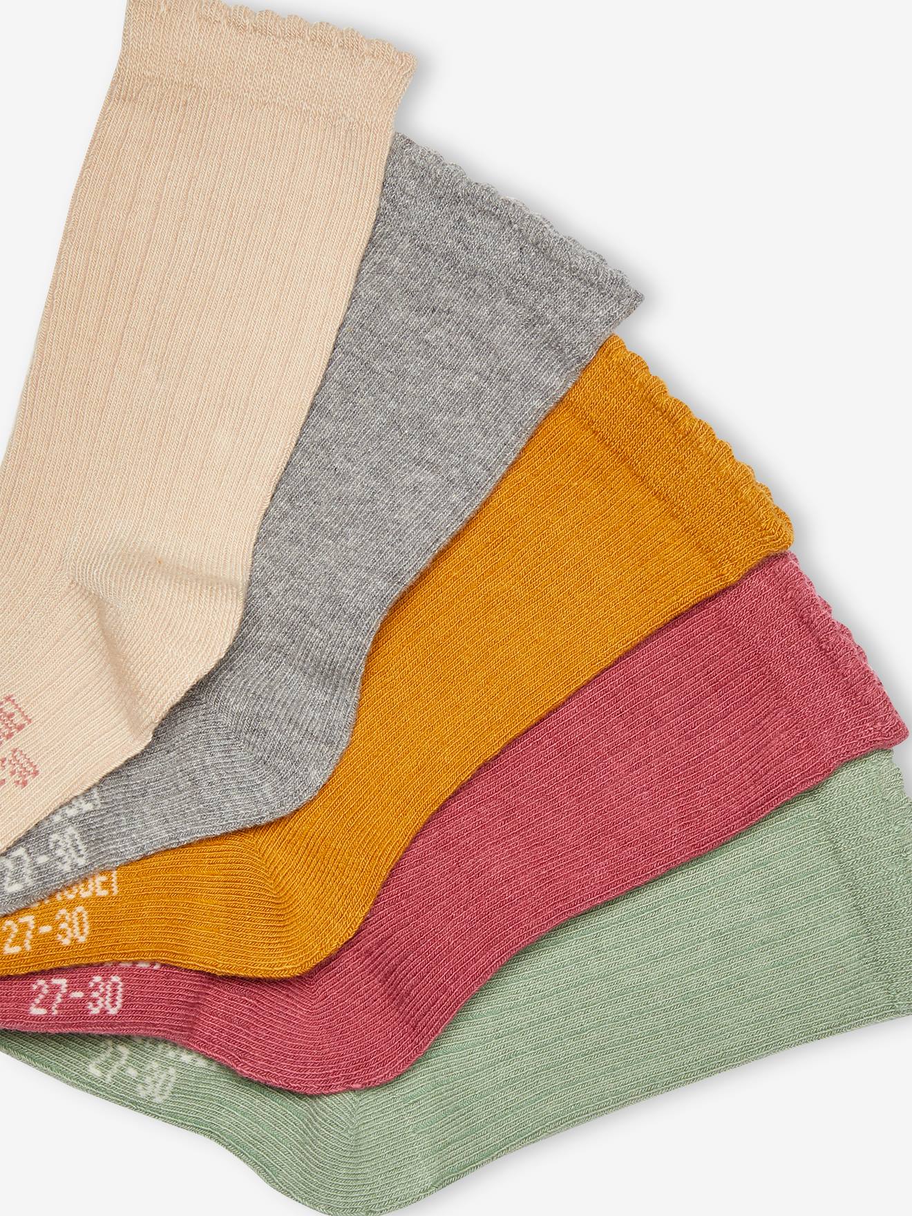 Vertbaudet 5er-Pack Mädchen Socken, gerippt - pack beige