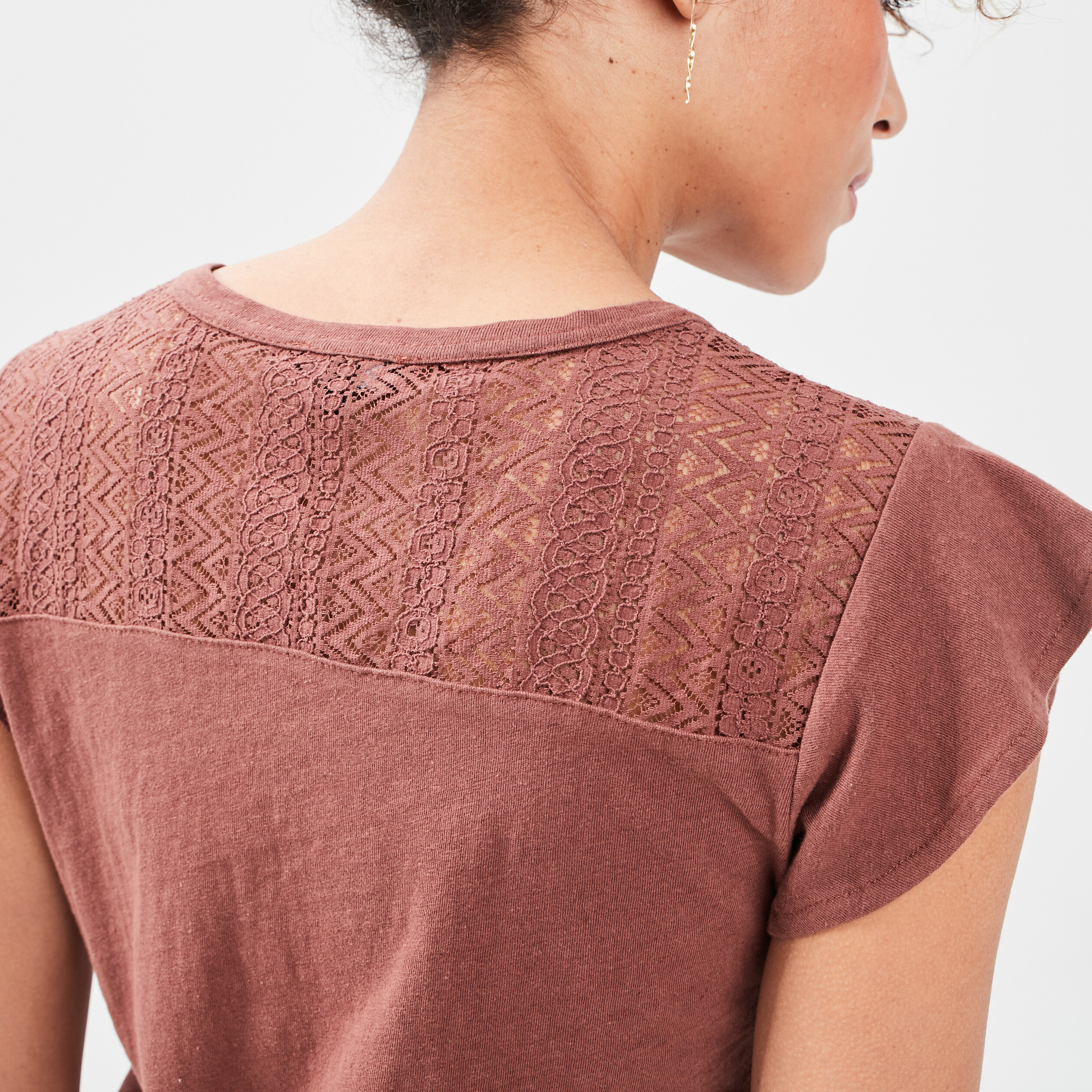 T-shirt manches courtes marron femme | La Halle