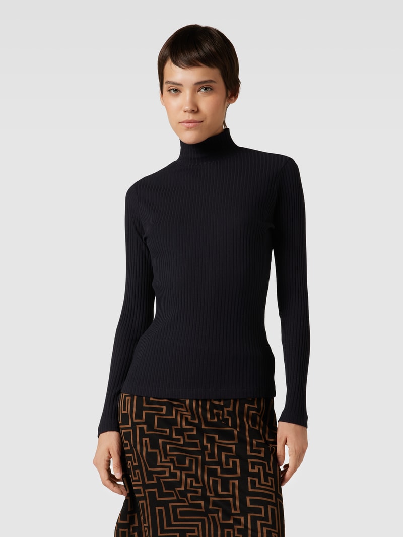 Longsleeve mit Stehkragen Modell 'Driza' in schwarz