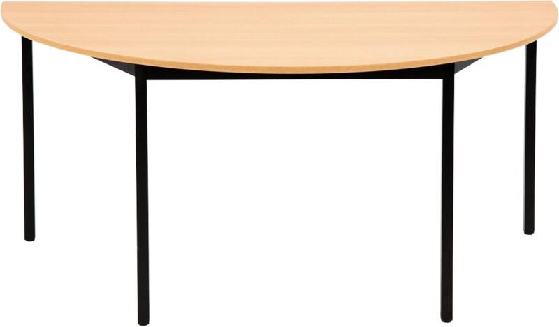 Sodematub Halbkreisförmig Konferenztisch Hellbraun, Schwarz Eisen Schwarz 1.600 x 800 x 740 mm