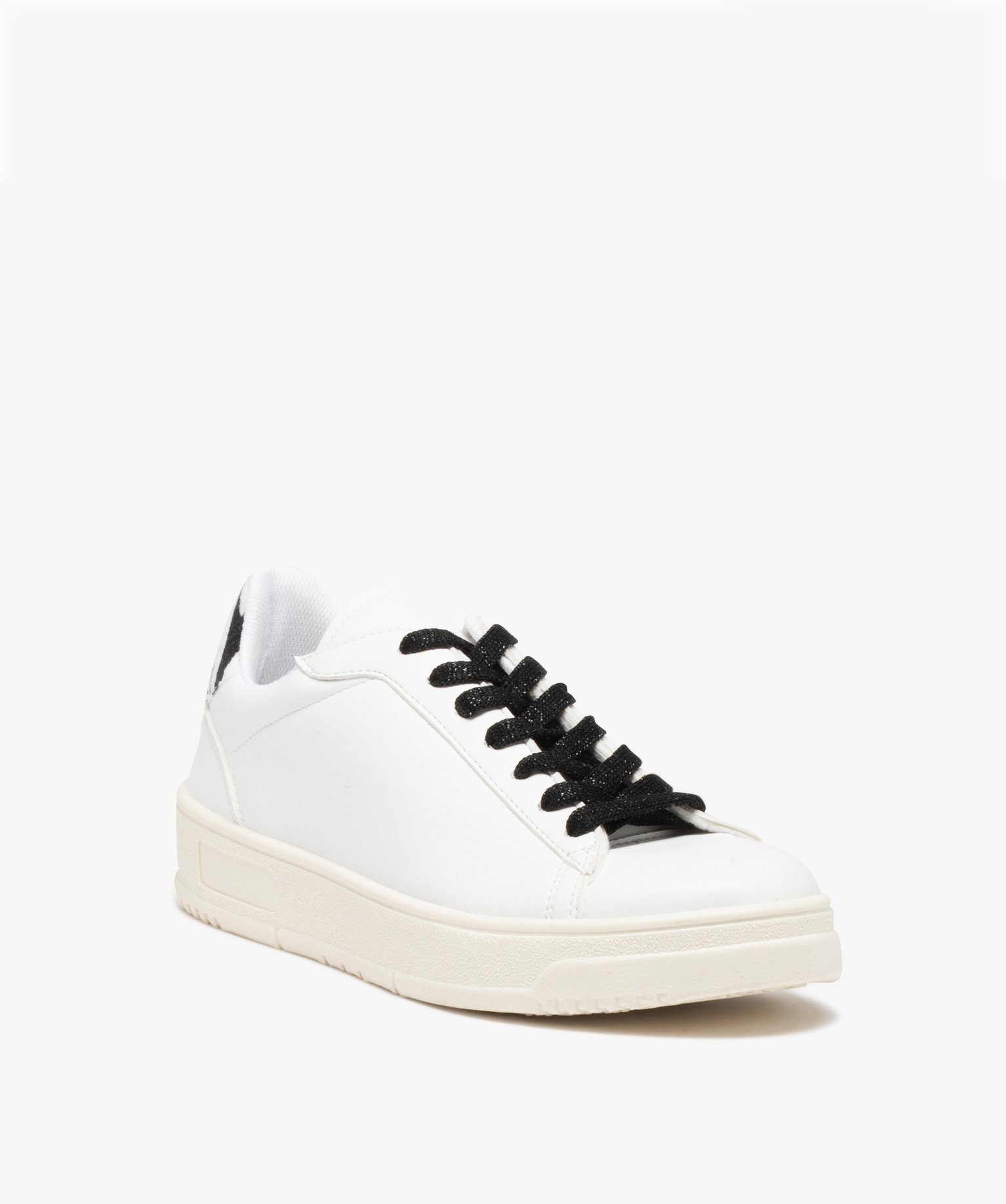 Baskets femme unies avec contrefort zébré blanc | GEMO