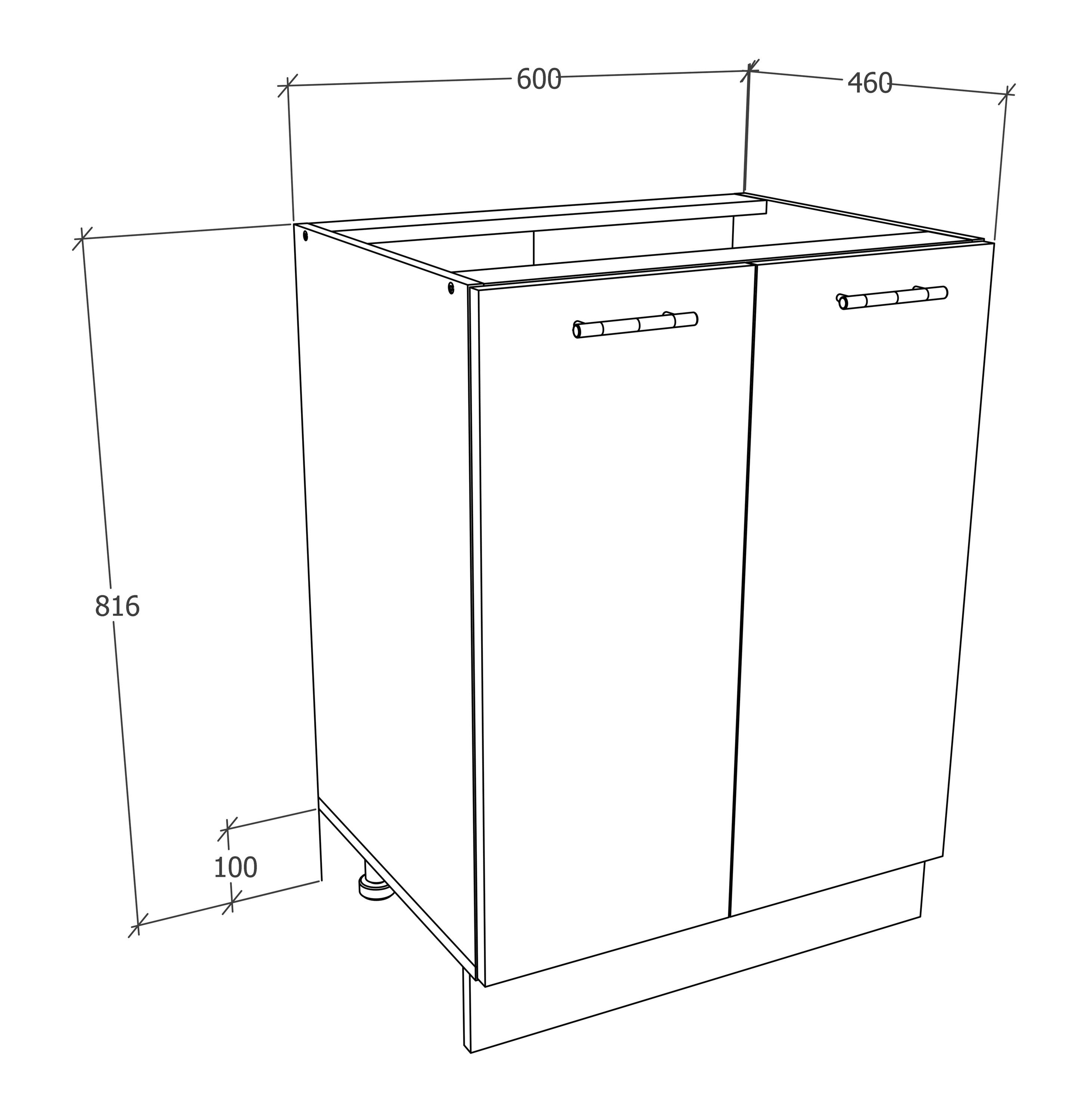 VCM Unterschrank Küchenschrank B 60 cm Unterschrank Drehtüren Esilo