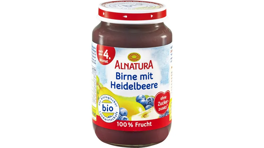 Alnatura Bio Birne mit Heidelbeere Babygläschen 190 g