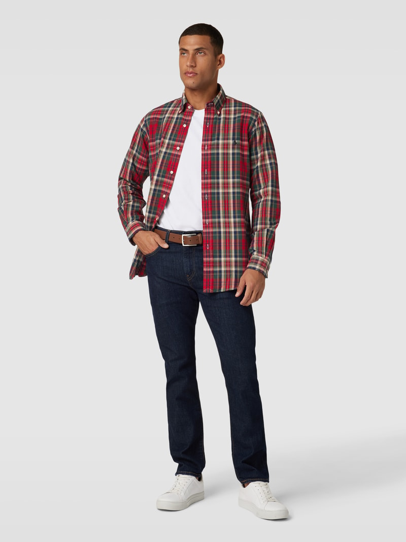 Custom Fit Freizeithemd mit Tartan-Karo in rot