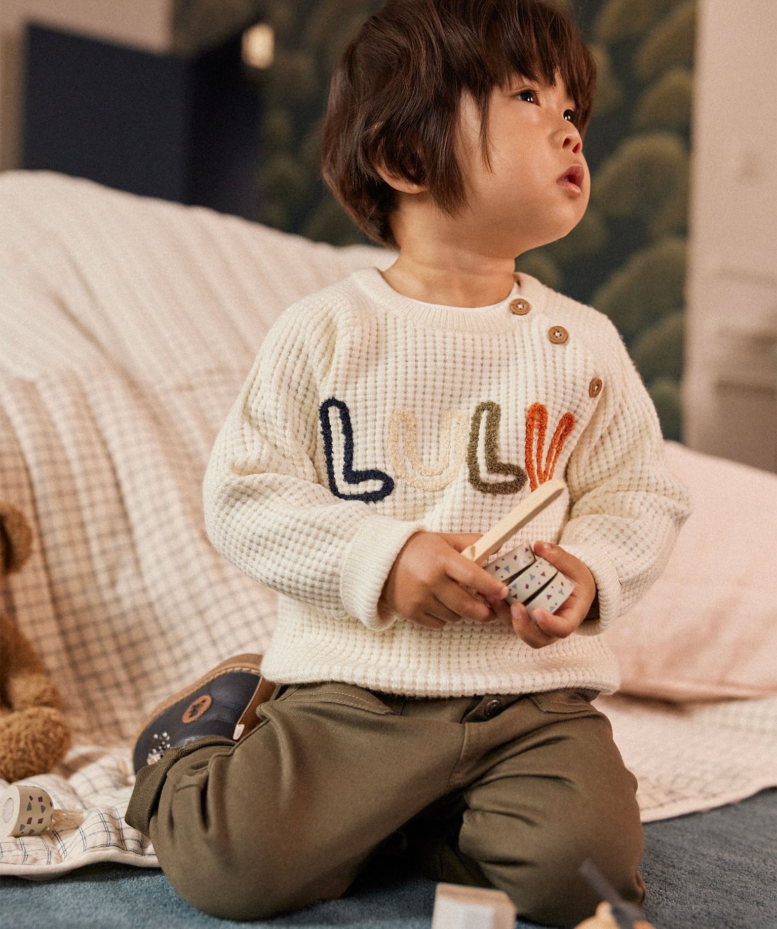 Pull grosse maille douillette et col rond bébé Garçon - L... ecru | GEMO