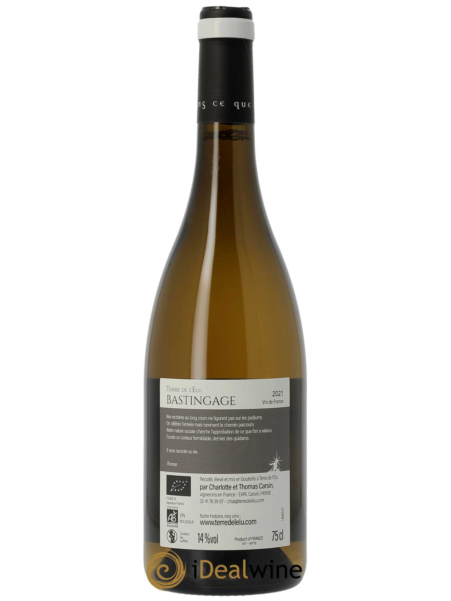 Vin de France Bastingage Terre de l'Elu (Clos de L'Elu)  2021 - Lot de 1 Bouteille