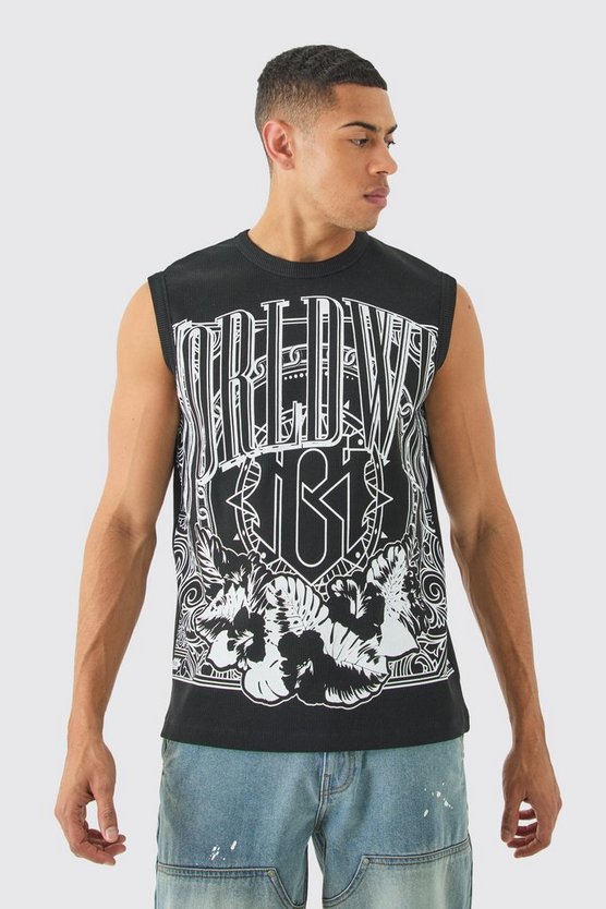 Geripptes Tanktop mit Print
