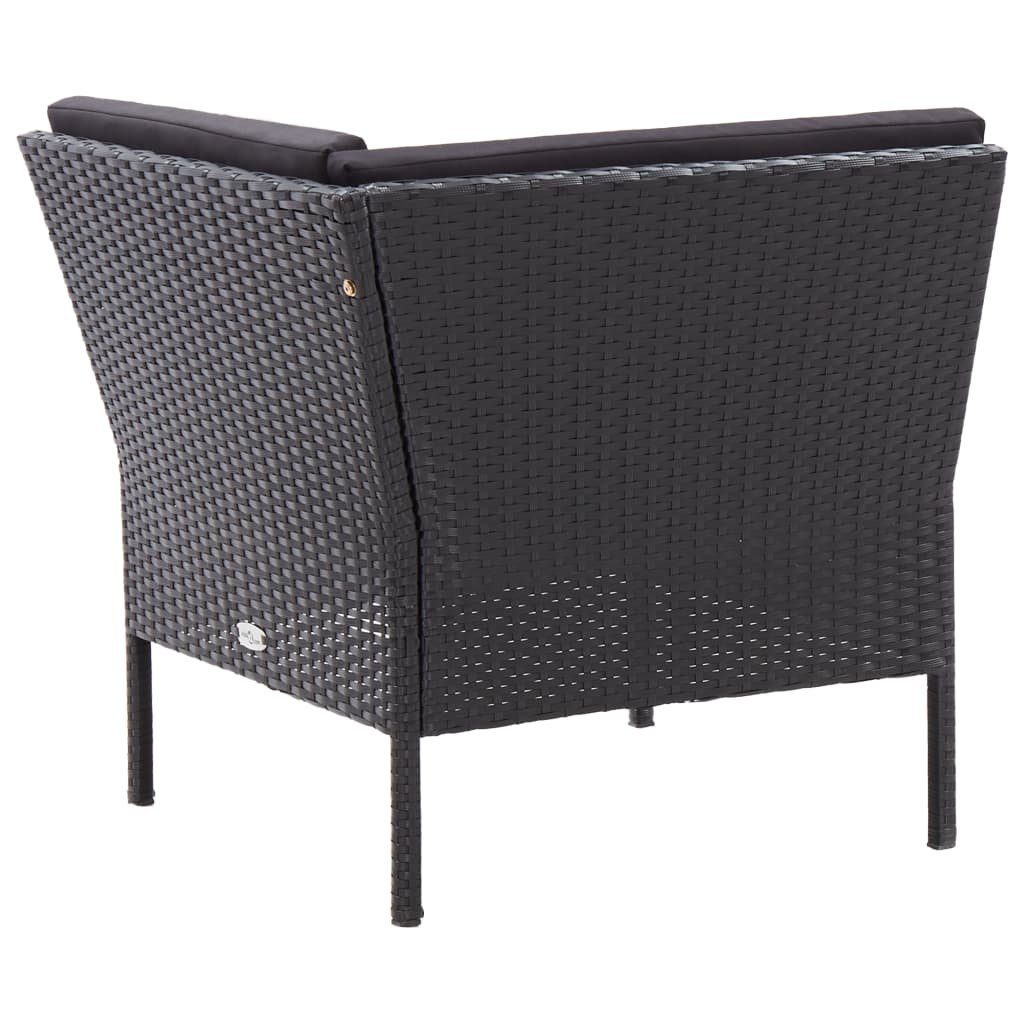 vidaXL Gartenlounge-Set 6-tlg. Garten-Lounge-Set mit Auflagen Poly Rattan Schwarz, (6-tlg)
