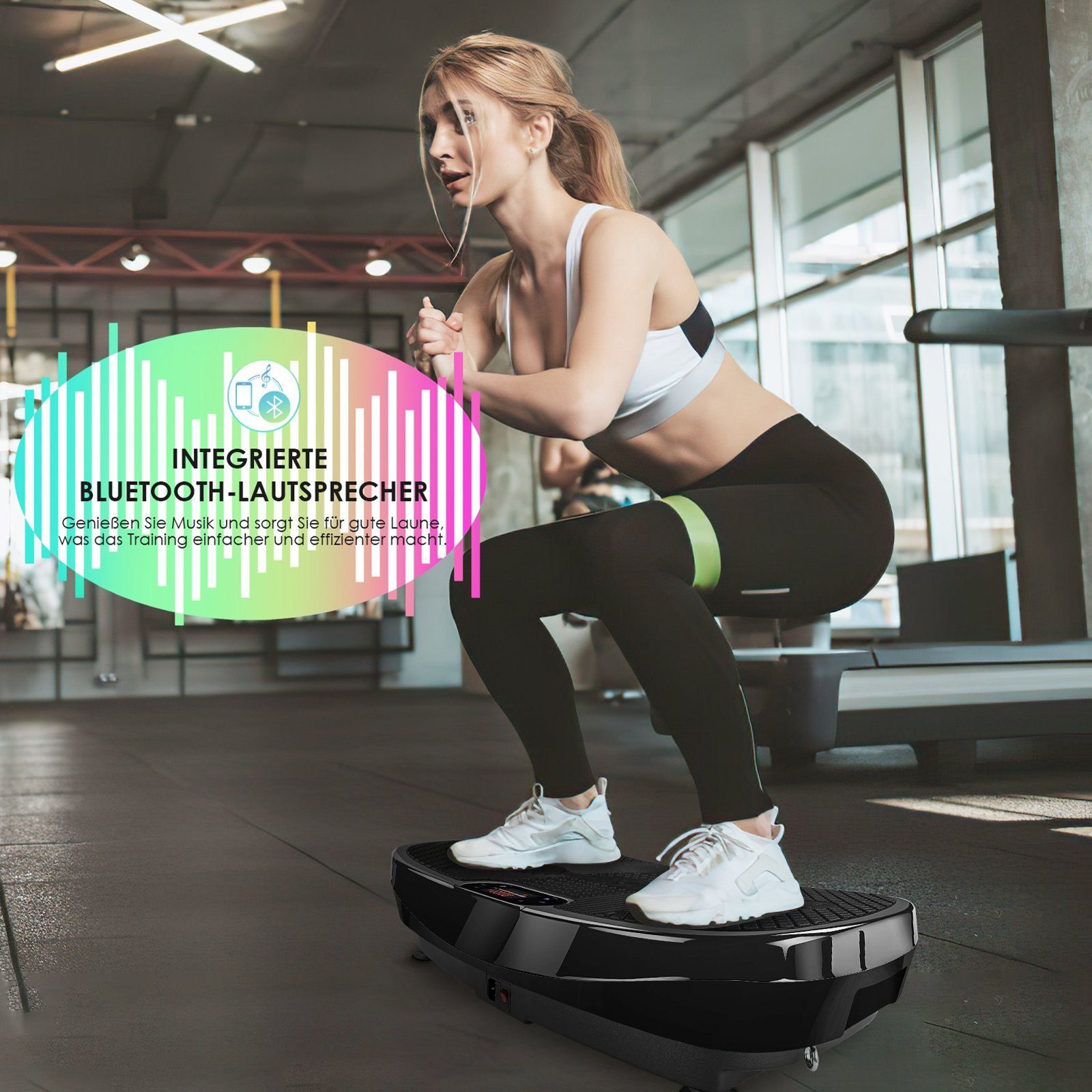 MVPower Vibrationsplatte, 1000,00 W, 120 Intensitätsstufen, (Ganzkörpertraining zu Hause, Fettverbrennung, Muskel Bauen)