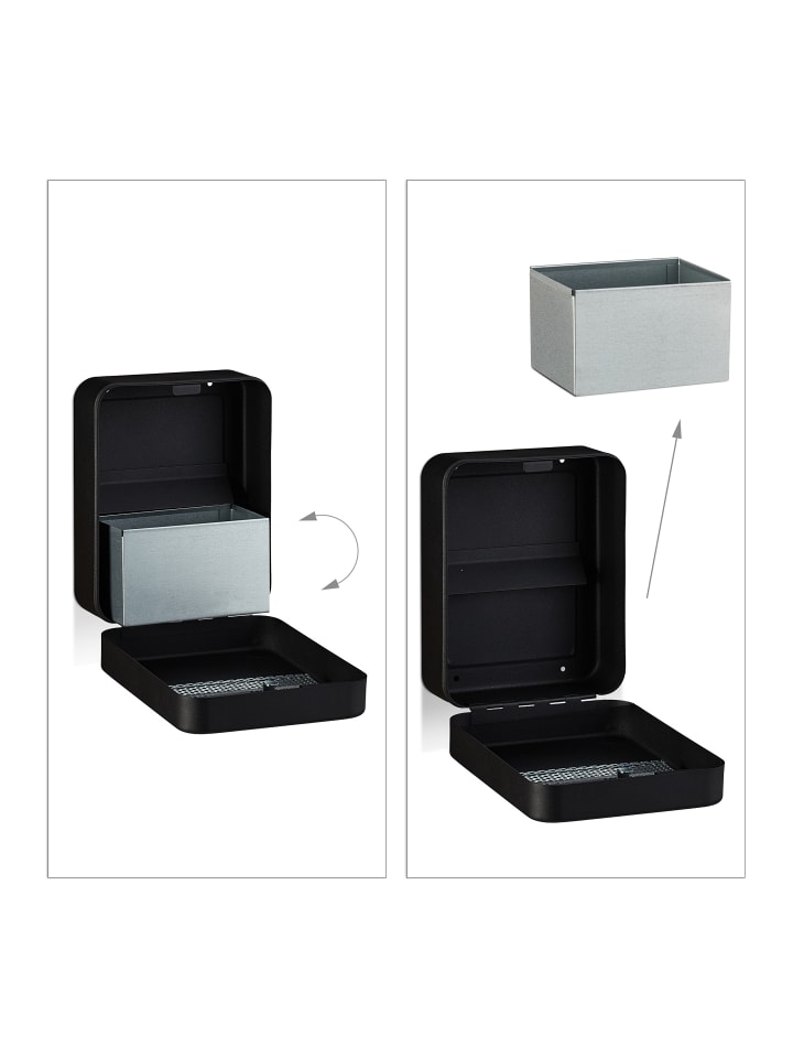 relaxdays Wandaschenbecher in Schwarz günstig kaufen onesize