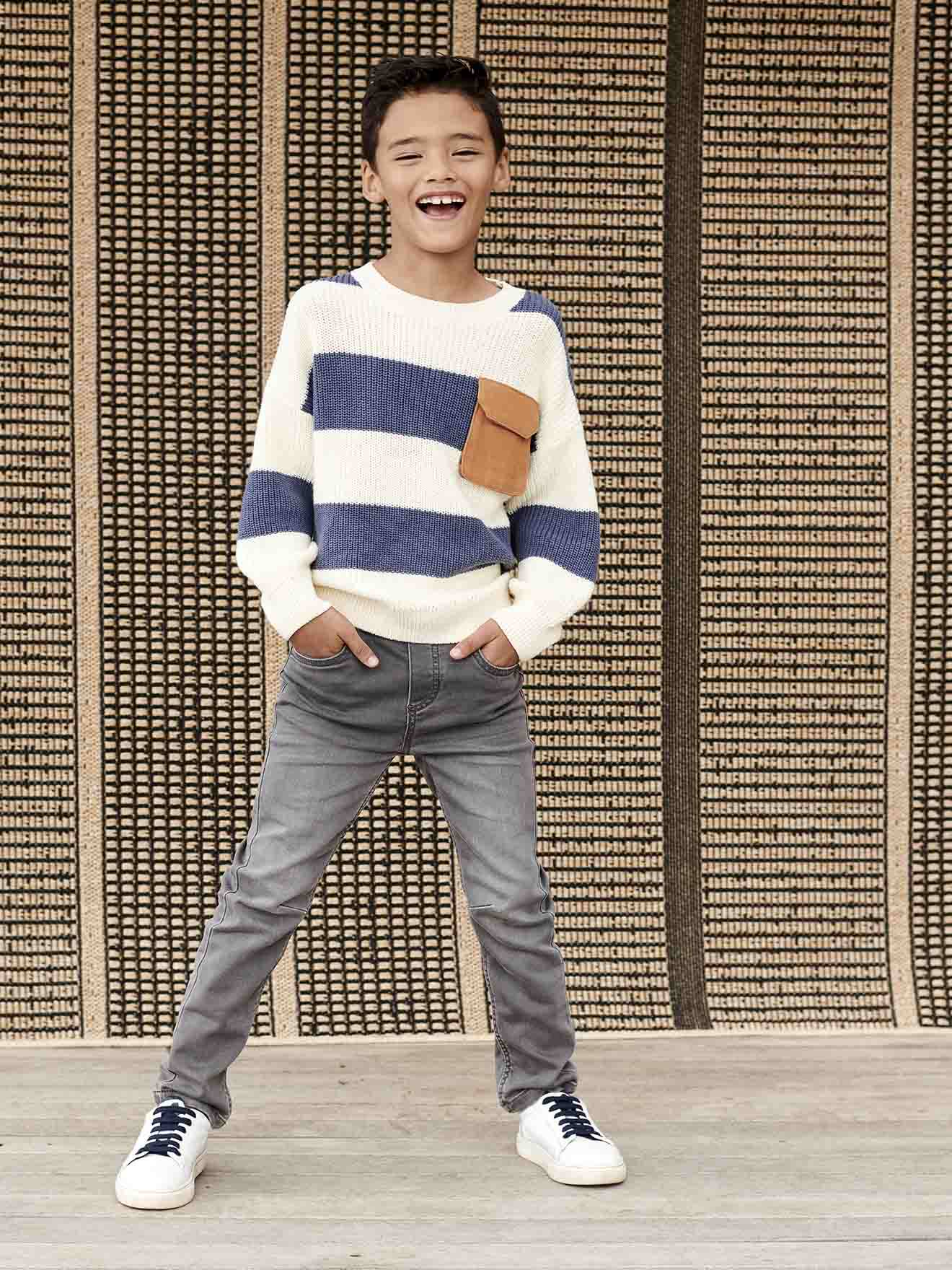 Vertbaudet Jungen Pullover mit breiten Streifen - marine gestreift