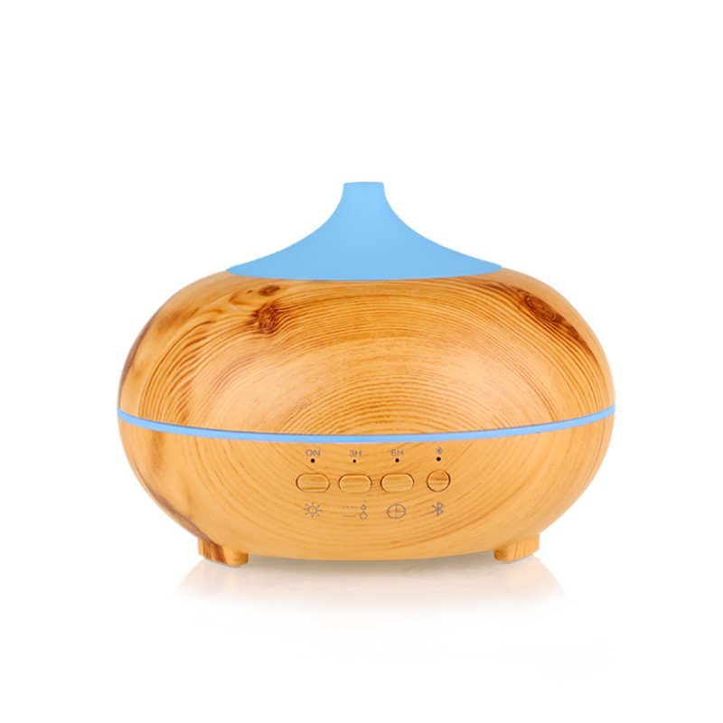 Hyrican Luftbefeuchter PST00183 Aroma-Bluetooth Luftbefeuchter inkl. Duftölset, 7 LED-Farben, 0,3 l Wassertank, Diffuser/Diffusor 300 ml, Holzoptik, integrierter Lautsprecher