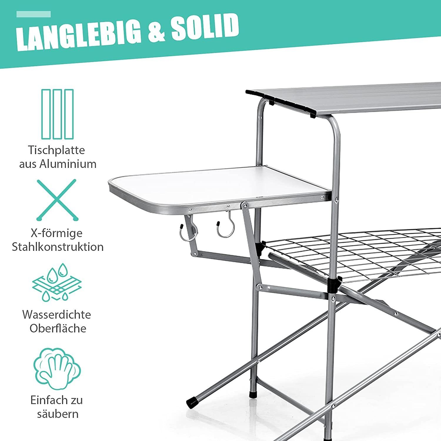 KOMFOTTEU Campingtisch Tragetasche, Falttisch mit 3 Platten
