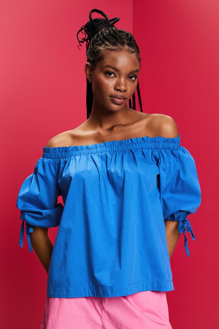 Off-Shoulder-Bluse aus Popeline