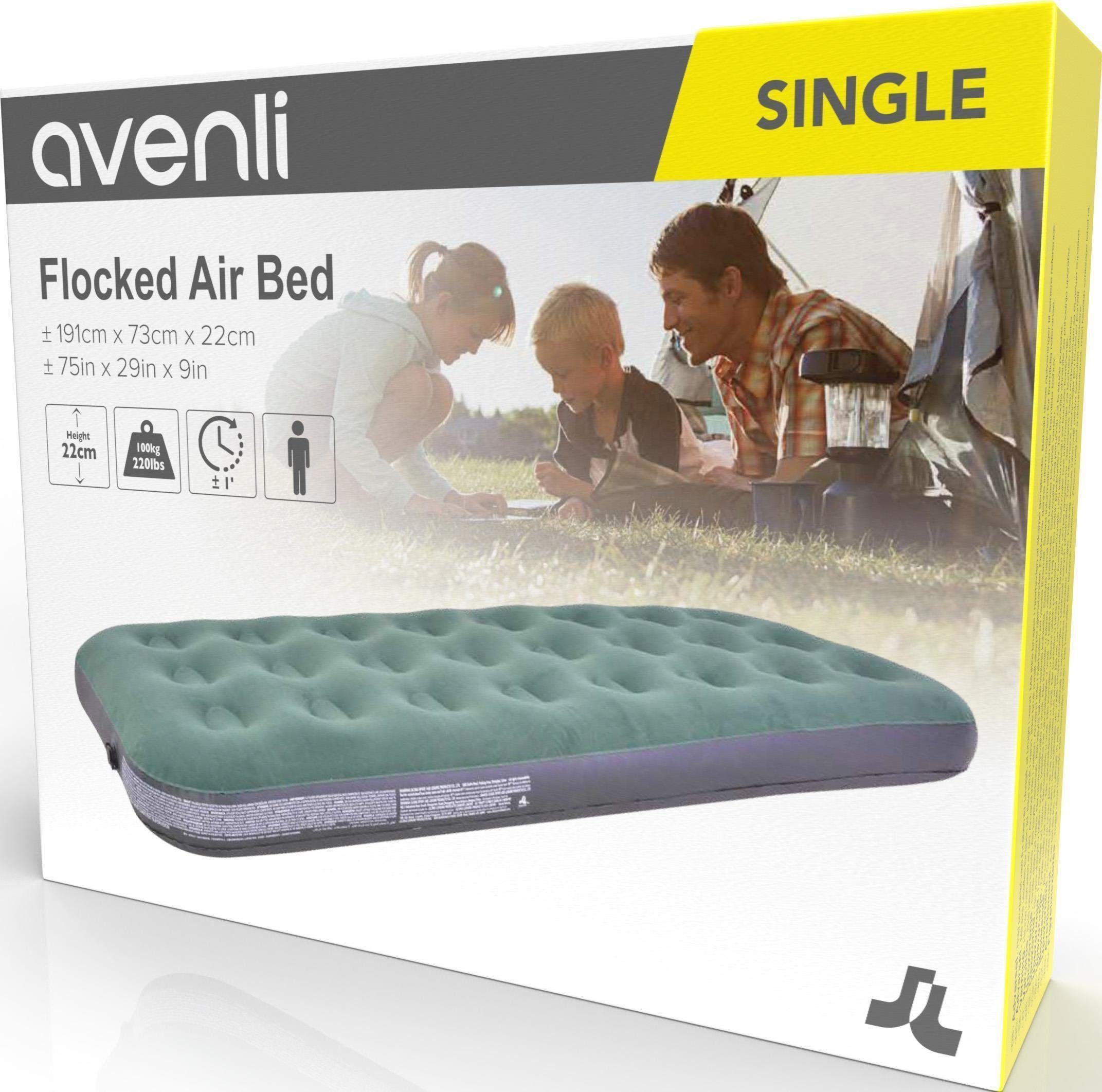 Avenli Luftbett Campingbett olivgrün 191x73x22 cm, (EInzelpack), Gästebett mit beflockter Oberfläche