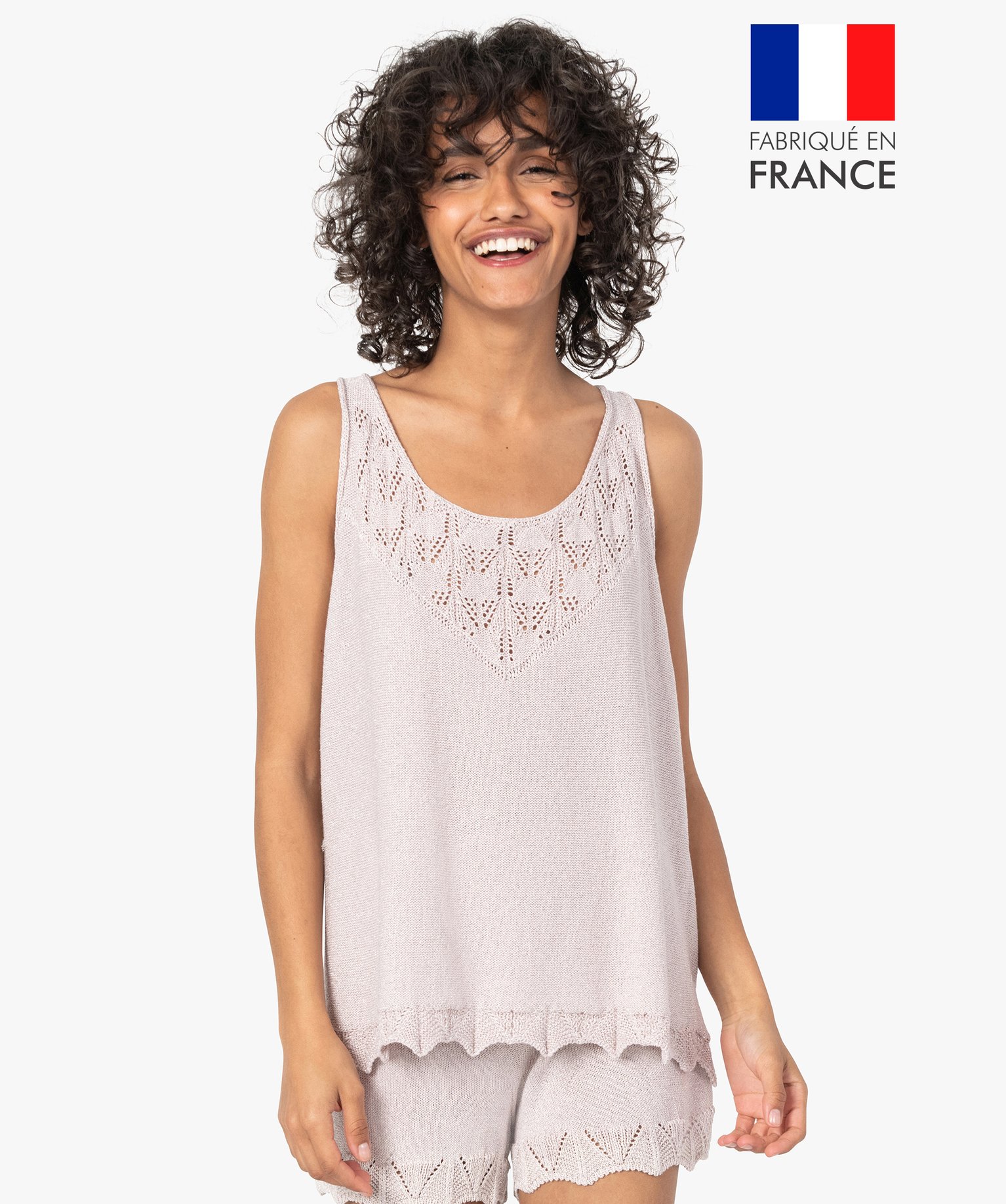 Débardeur femme pailleté en maille 3D innovante rose | GEMO