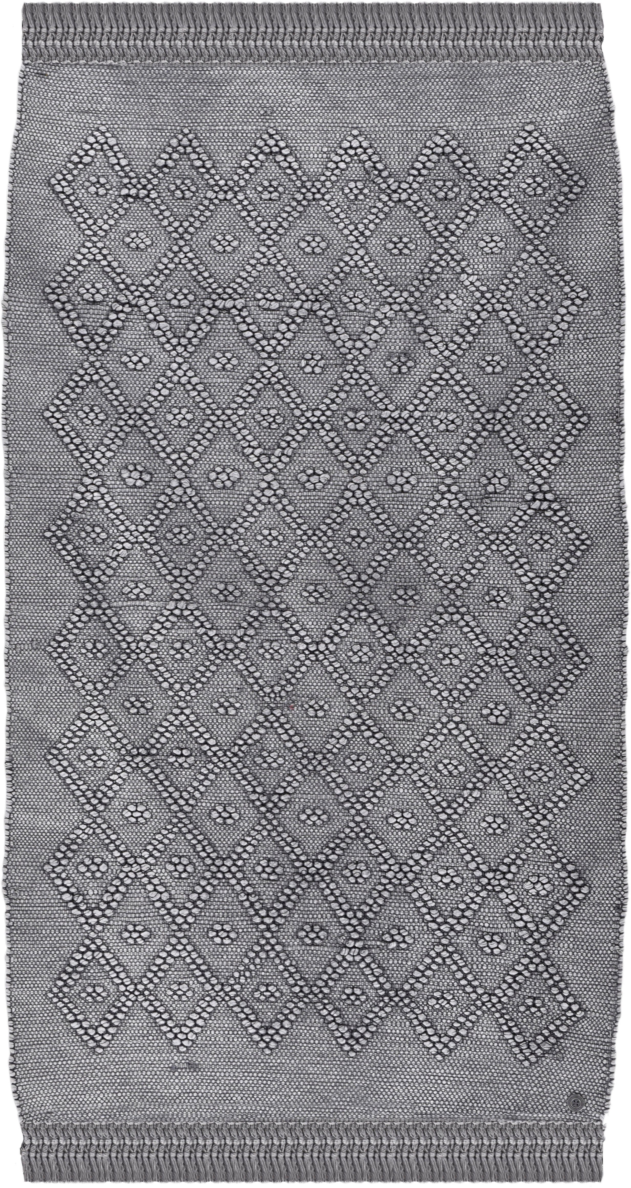 Badematte Vintage Wash TOM TAILOR HOME, Höhe 6 mm, fußbodenheizungsgeeignet, Baumwolle, rechteckig, Badteppich, mit Fransen, reine Baumwolle, Rauten Muster