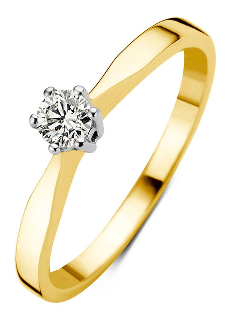 Diamond Point Keltakultainen solitaire-sormus laboratoriossa kasvatettu timantti, 0,14 karaatin timantti. 0,14 karaatin timantti. Laboratoriossa kasvatettu timantti.